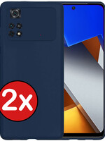 BTH BTH Xiaomi Poco M4 Pro 4G Hoesje Siliconen - Donkerblauw - 2 PACK