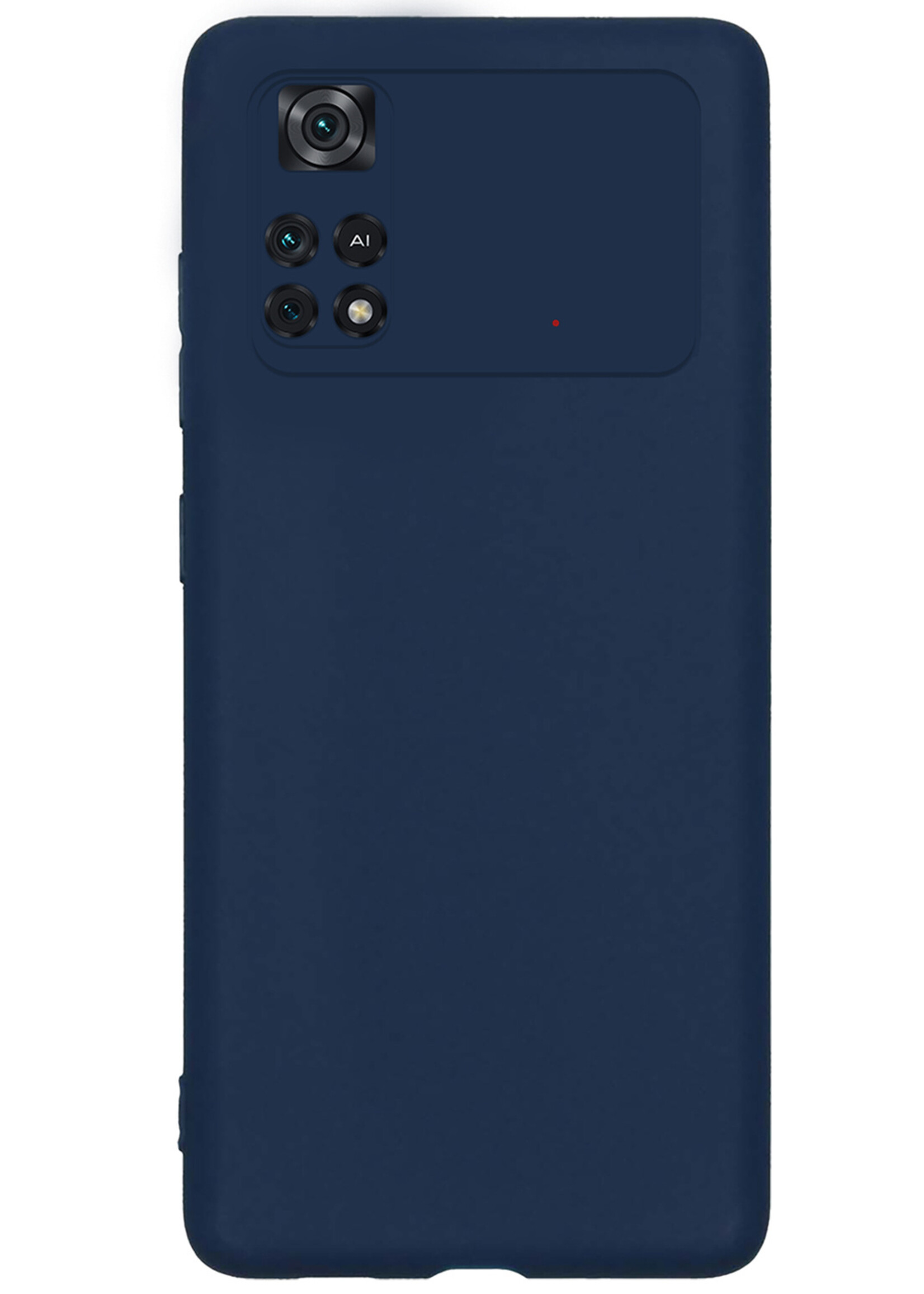 BTH Hoesje Geschikt voor Poco M4 Pro 4G Hoesje Siliconen Case Hoes - Hoes Geschikt voor Xiaomi Poco M4 Pro 4G Hoes Cover Case - Donkerblauw - 2 PACK