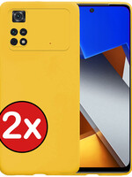 BTH BTH Xiaomi Poco M4 Pro 4G Hoesje Siliconen - Geel - 2 PACK