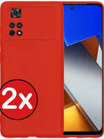 BTH BTH Xiaomi Poco M4 Pro 4G Hoesje Siliconen - Rood - 2 PACK