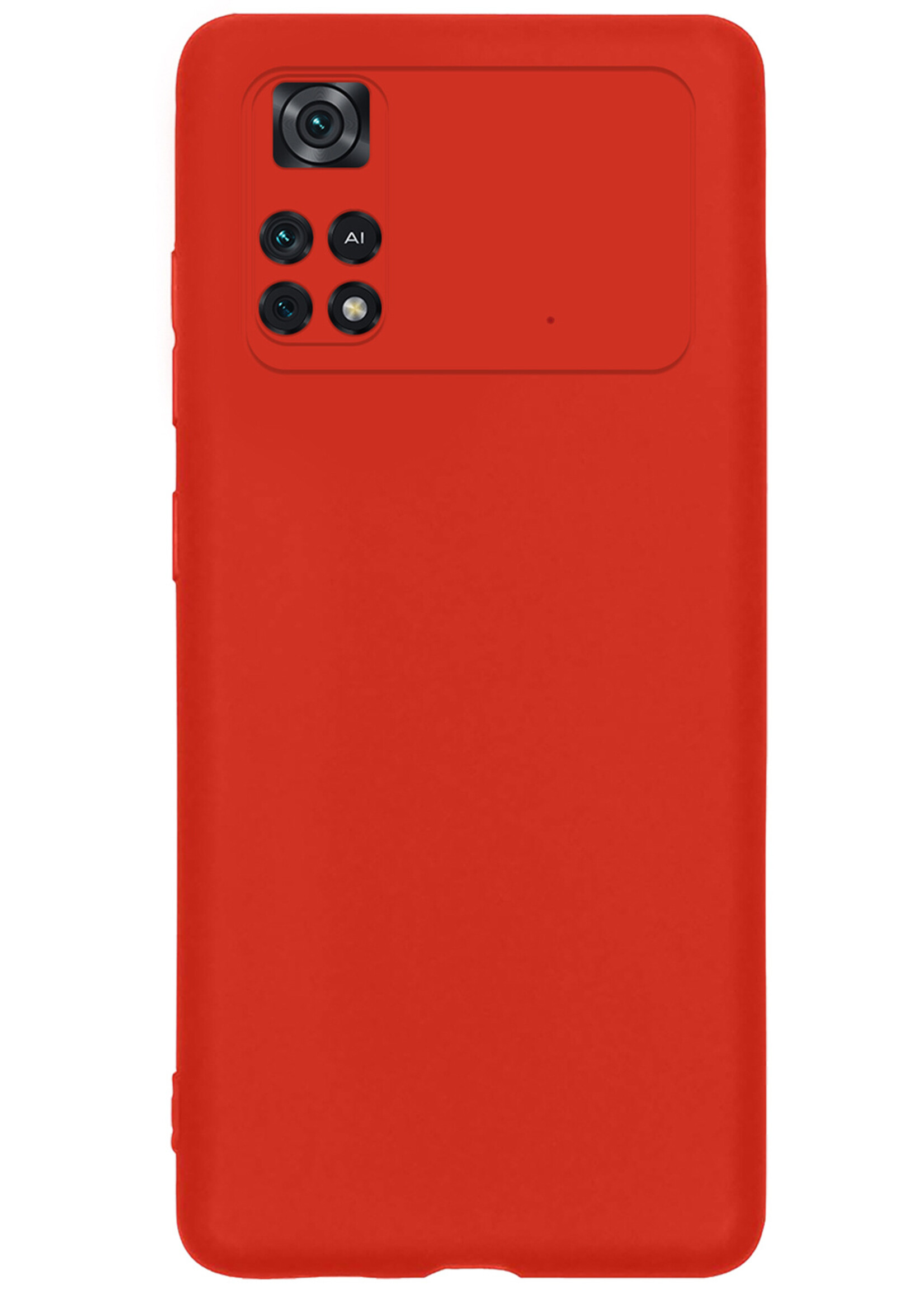 BTH Hoesje Geschikt voor Poco M4 Pro 4G Hoesje Siliconen Case Hoes - Hoes Geschikt voor Xiaomi Poco M4 Pro 4G Hoes Cover Case - Rood - 2 PACK