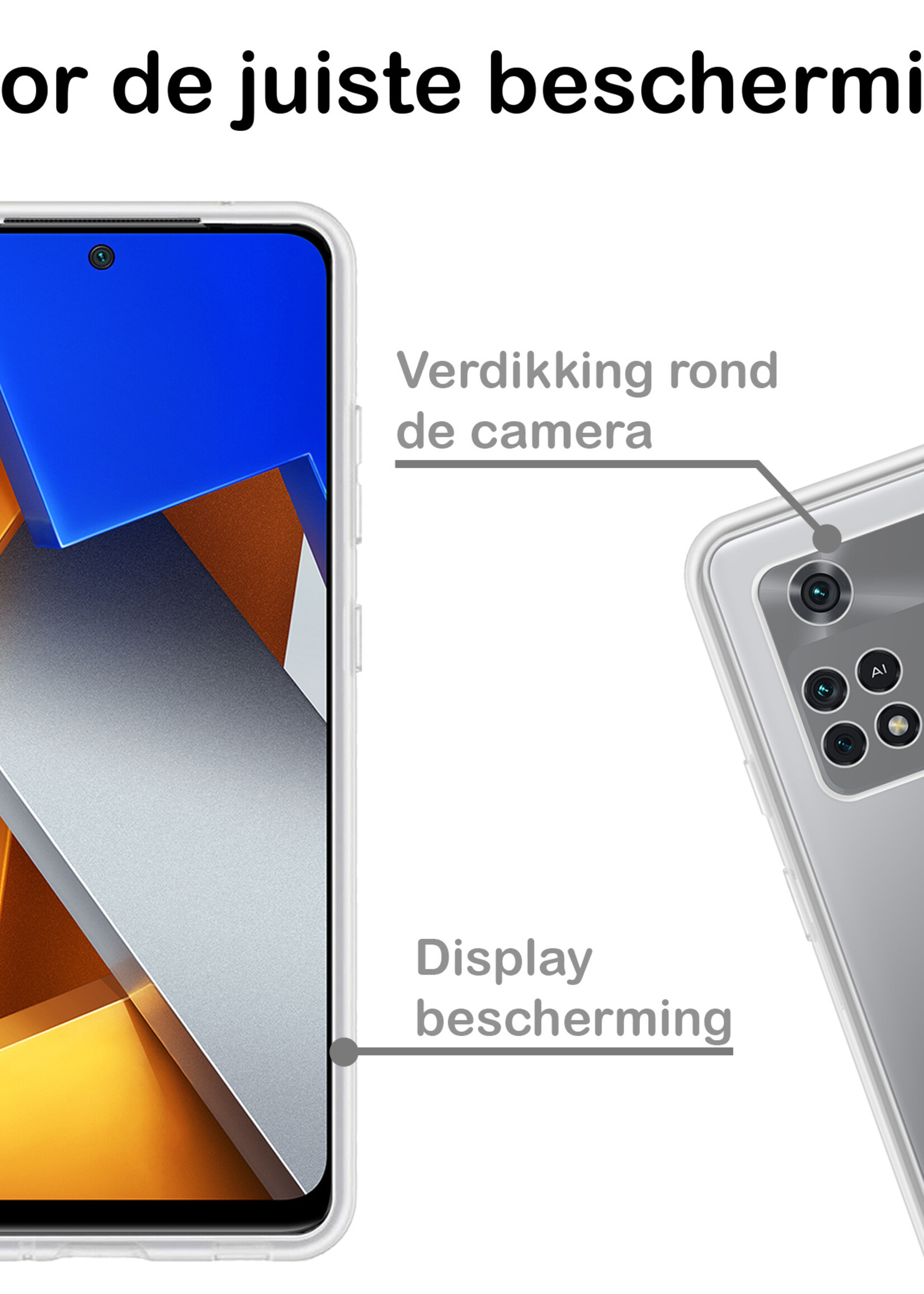BTH Hoesje Geschikt voor Poco M4 Pro 4G Hoesje Siliconen Case Hoes - Hoes Geschikt voor Xiaomi Poco M4 Pro 4G Hoes Cover Case - Transparant - 2 PACK