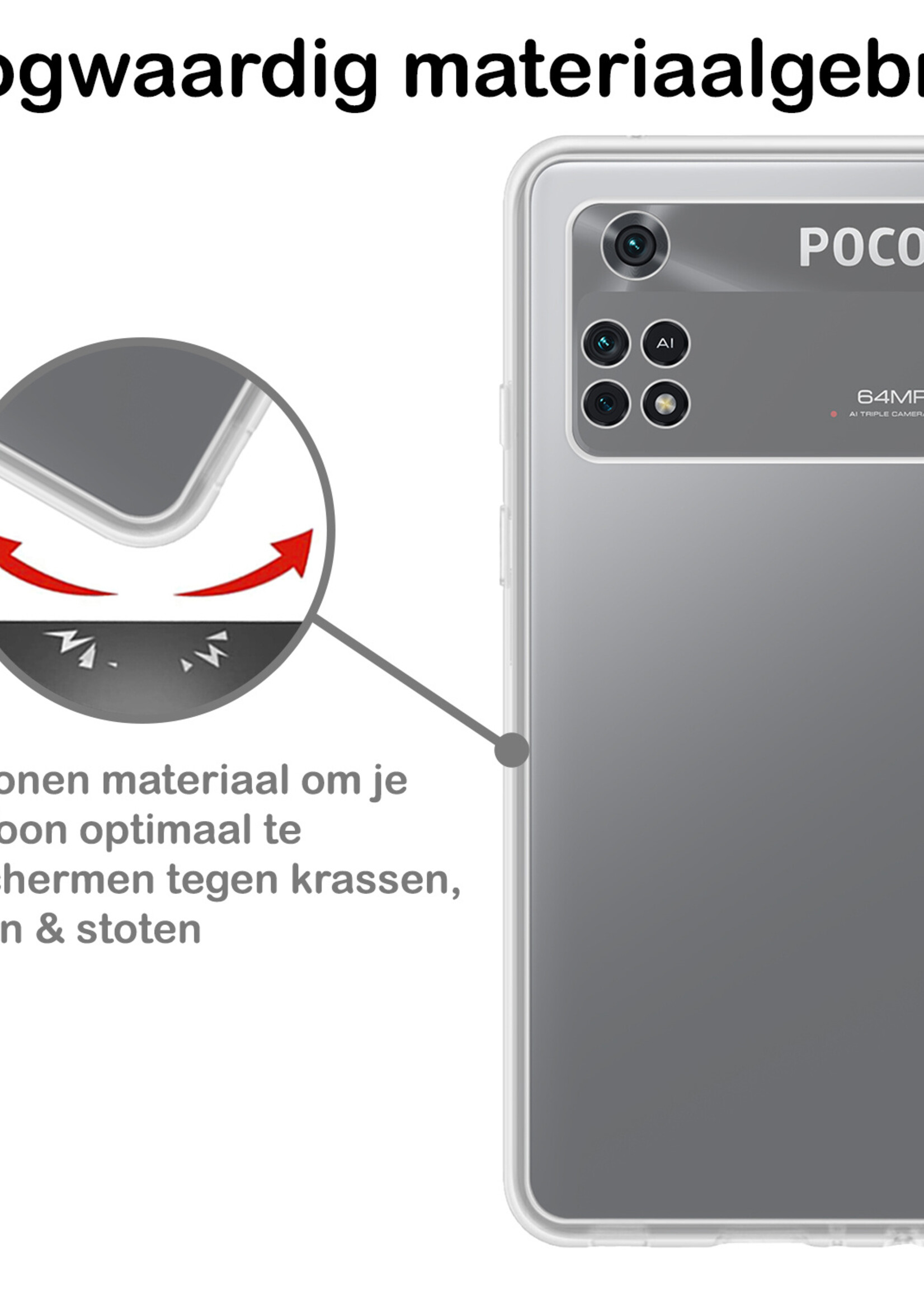 BTH Hoesje Geschikt voor Poco M4 Pro 4G Hoesje Siliconen Case Hoes - Hoes Geschikt voor Xiaomi Poco M4 Pro 4G Hoes Cover Case - Transparant - 2 PACK