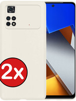 BTH BTH Xiaomi Poco M4 Pro 4G Hoesje Siliconen - Wit - 2 PACK