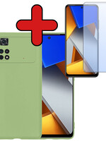 BTH BTH Xiaomi Poco M4 Pro 4G Hoesje Siliconen Met Screenprotector - Groen