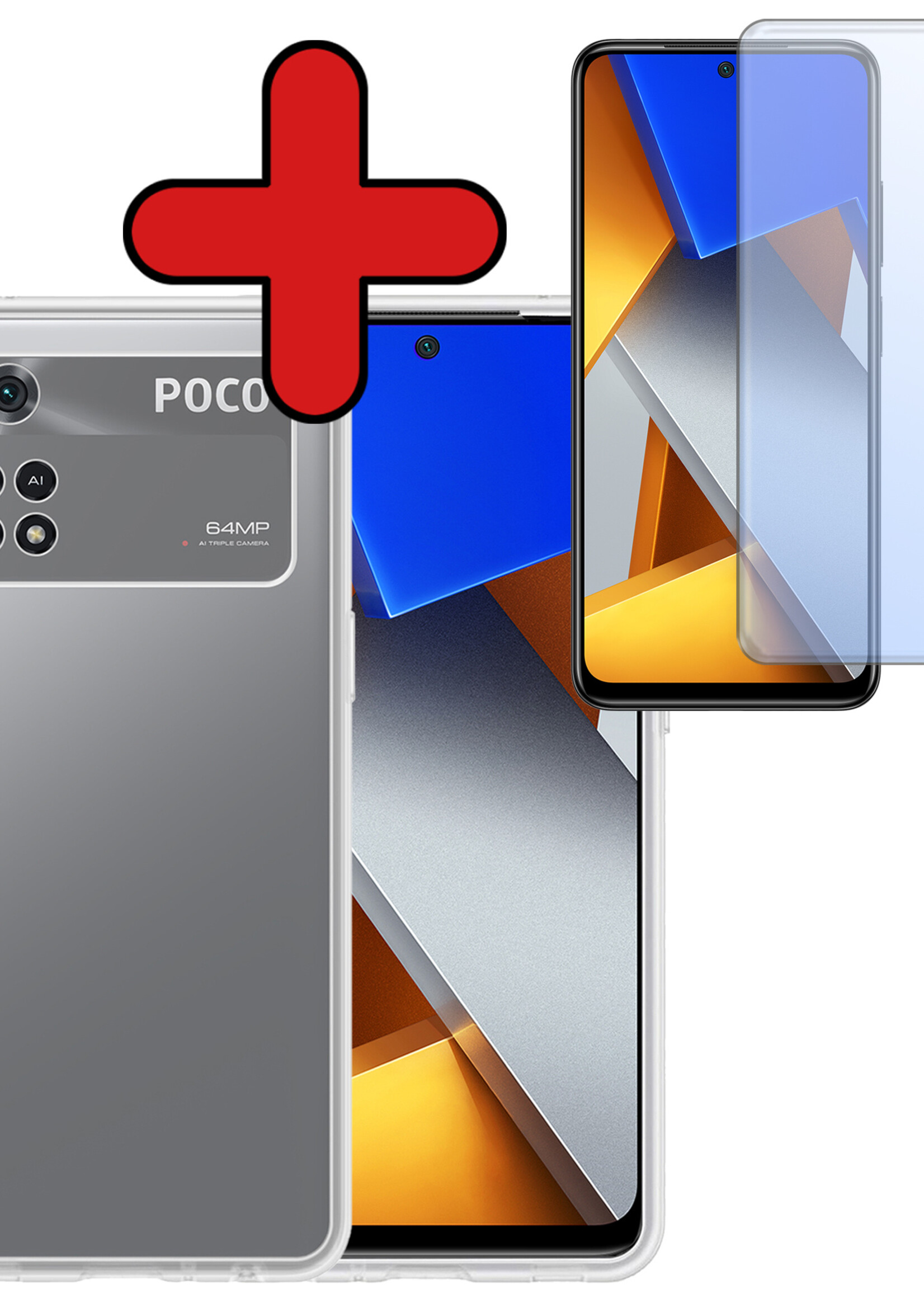 BTH Hoesje Geschikt voor Poco M4 Pro 4G Hoesje Siliconen Case Hoes Met Screenprotector - Hoes Geschikt voor Xiaomi Poco M4 Pro 4G Hoes Cover Case - Transparant