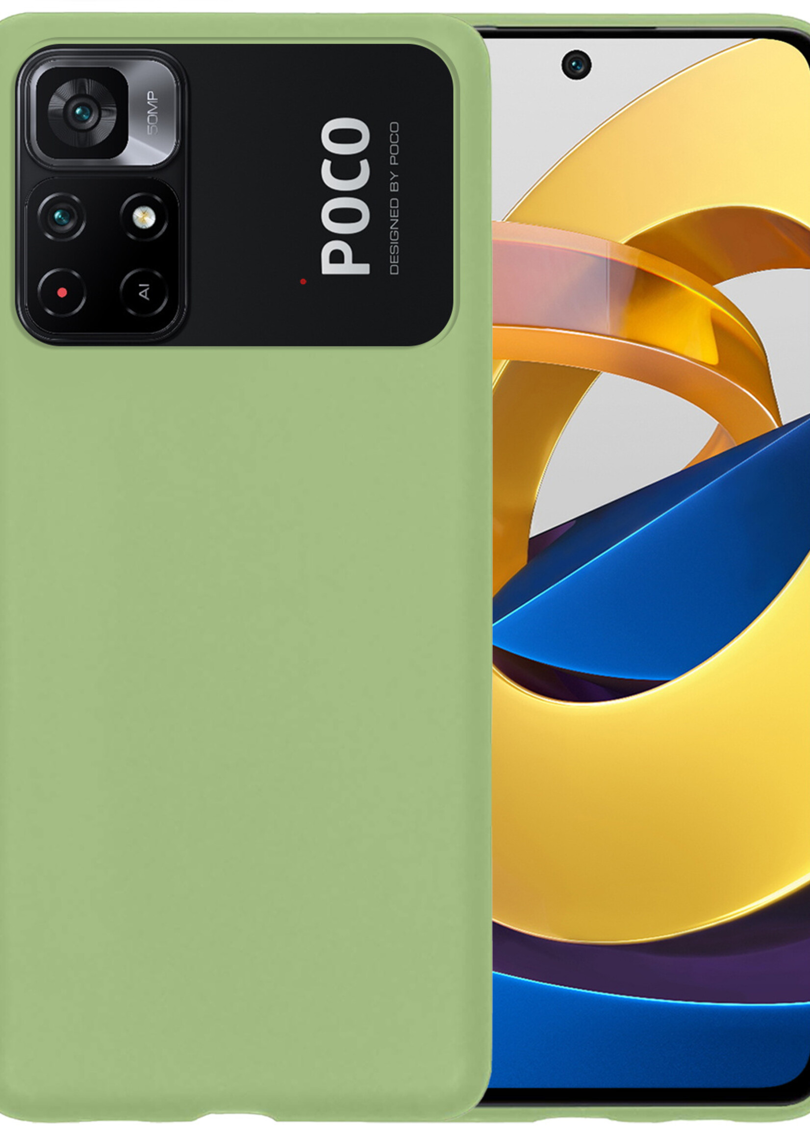 BTH Hoesje Geschikt voor Xiaomi Poco M4 Pro 5G Hoesje Siliconen Case Hoes - Hoes Geschikt voor Xiaomi Poco M4 Pro 5G Hoes Cover Case - Groen