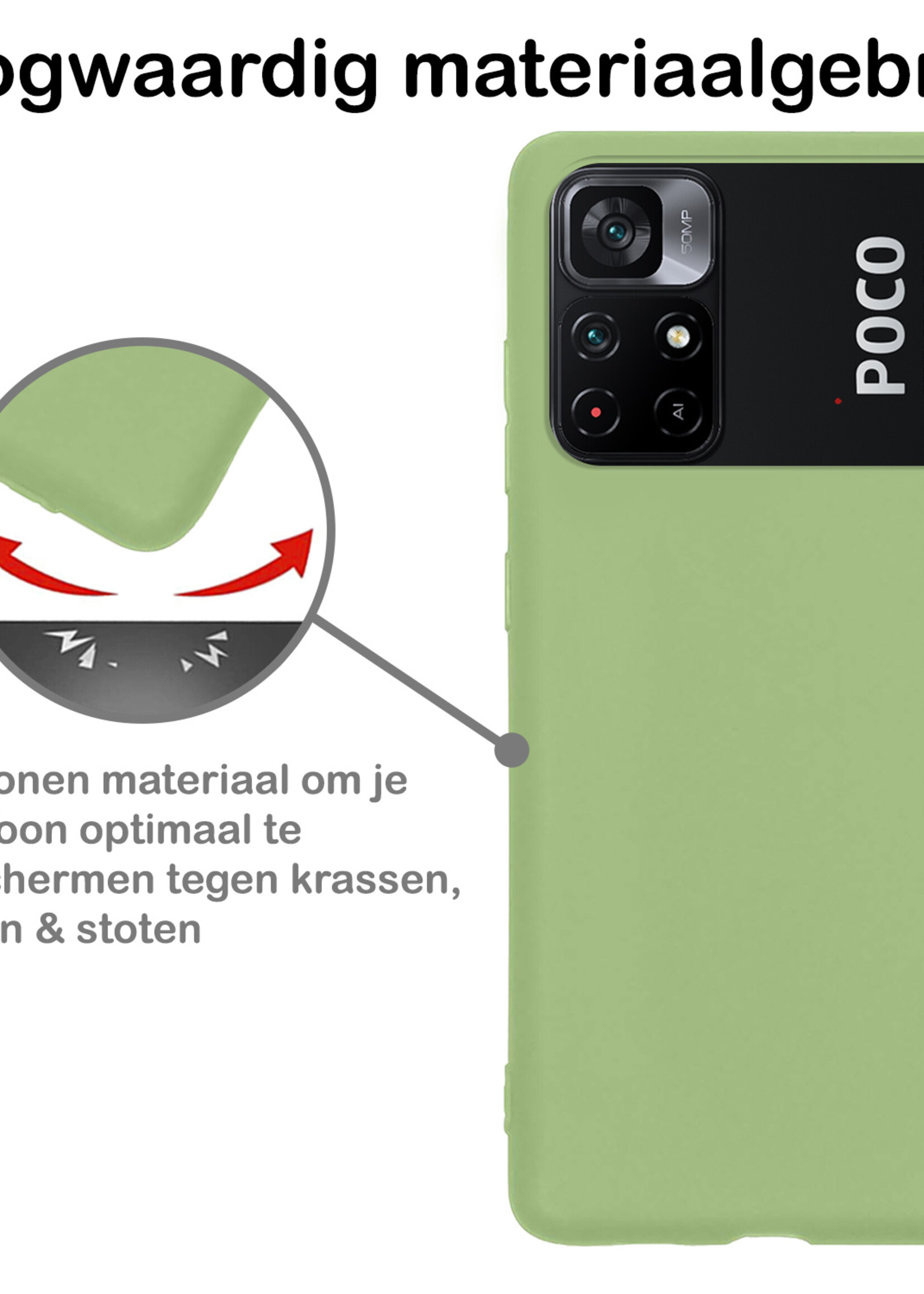 BTH Hoesje Geschikt voor Xiaomi Poco M4 Pro 5G Hoesje Siliconen Case Hoes - Hoes Geschikt voor Xiaomi Poco M4 Pro 5G Hoes Cover Case - Groen