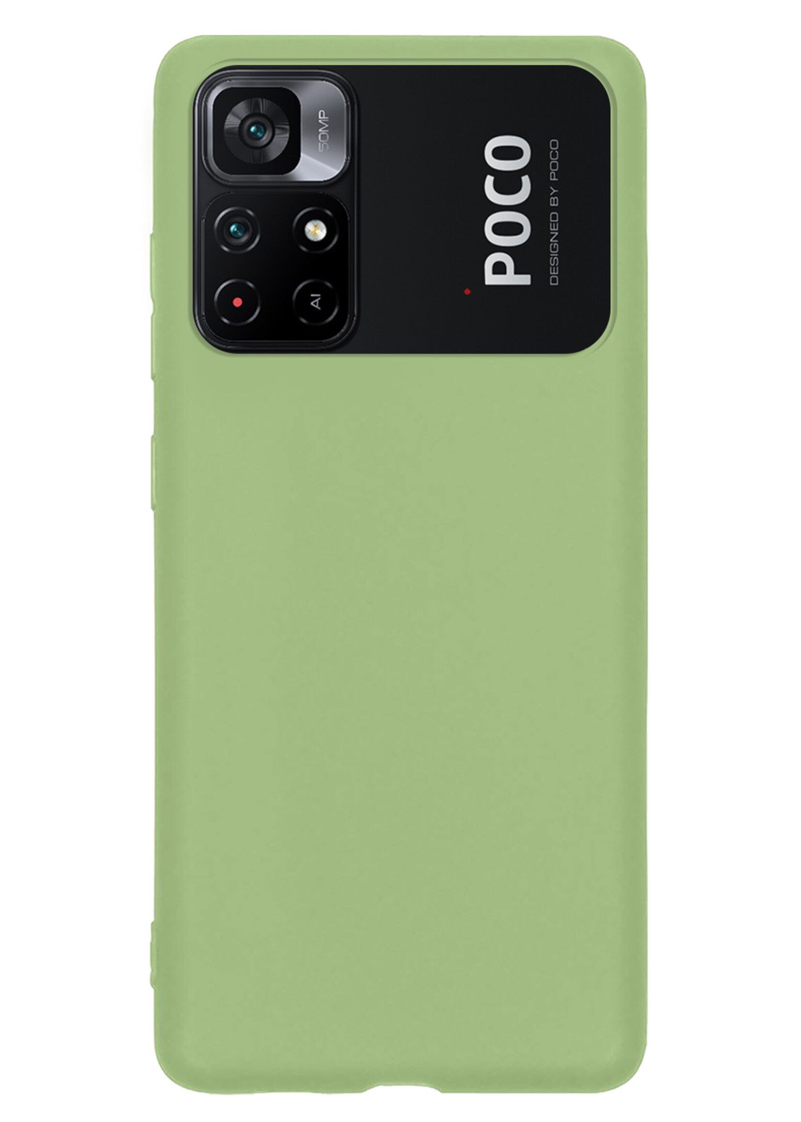 BTH Hoesje Geschikt voor Xiaomi Poco M4 Pro 5G Hoesje Siliconen Case Hoes - Hoes Geschikt voor Xiaomi Poco M4 Pro 5G Hoes Cover Case - Groen
