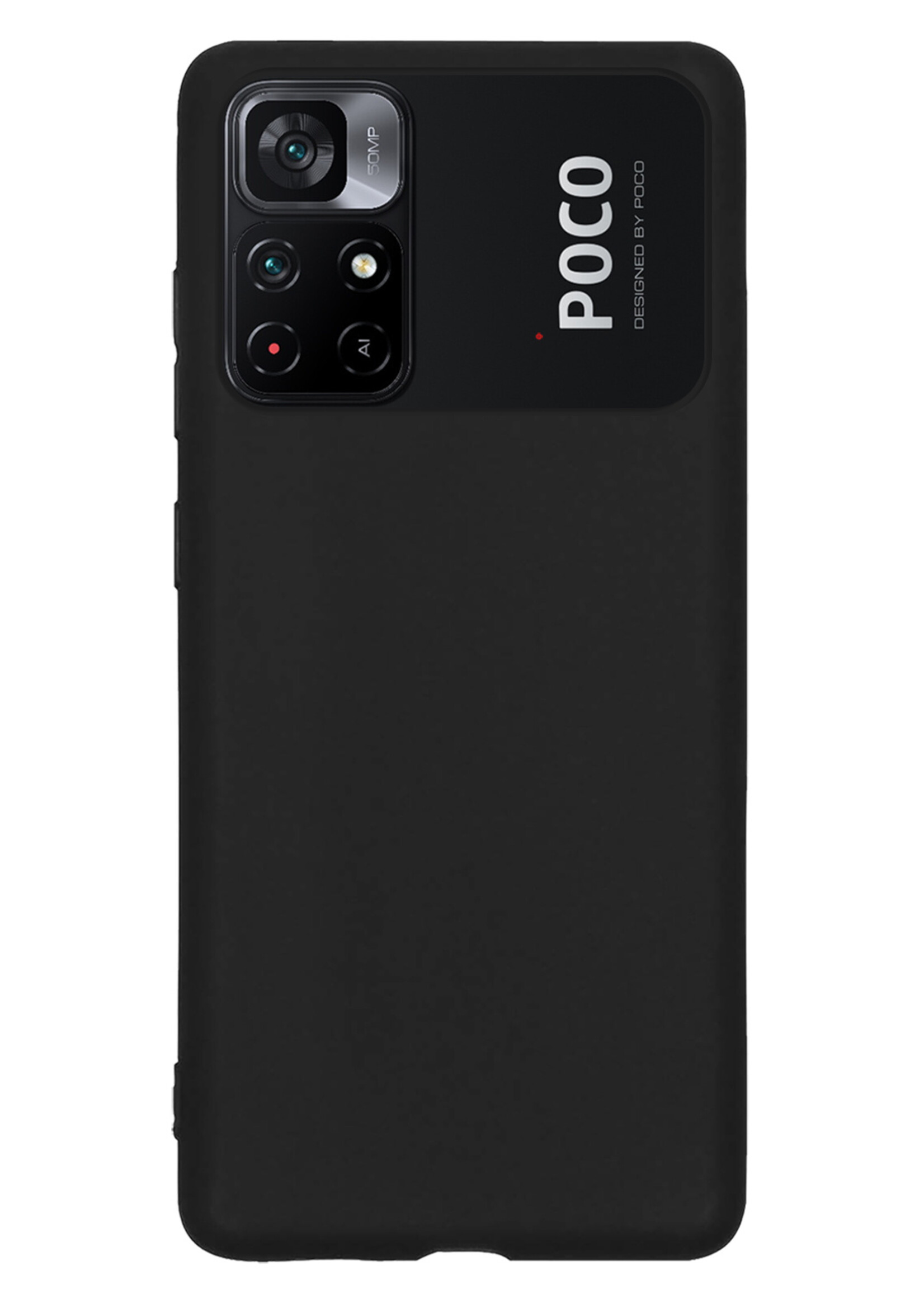 BTH Hoesje Geschikt voor Xiaomi Poco M4 Pro 5G Hoesje Siliconen Case Hoes - Hoes Geschikt voor Xiaomi Poco M4 Pro 5G Hoes Cover Case - Zwart