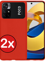 BTH BTH Xiaomi Poco M4 Pro 5G Hoesje Siliconen - Rood - 2 PACK