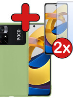 BTH BTH Xiaomi Poco M4 Pro 5G Hoesje Siliconen Met 2x Screenprotector - Groen