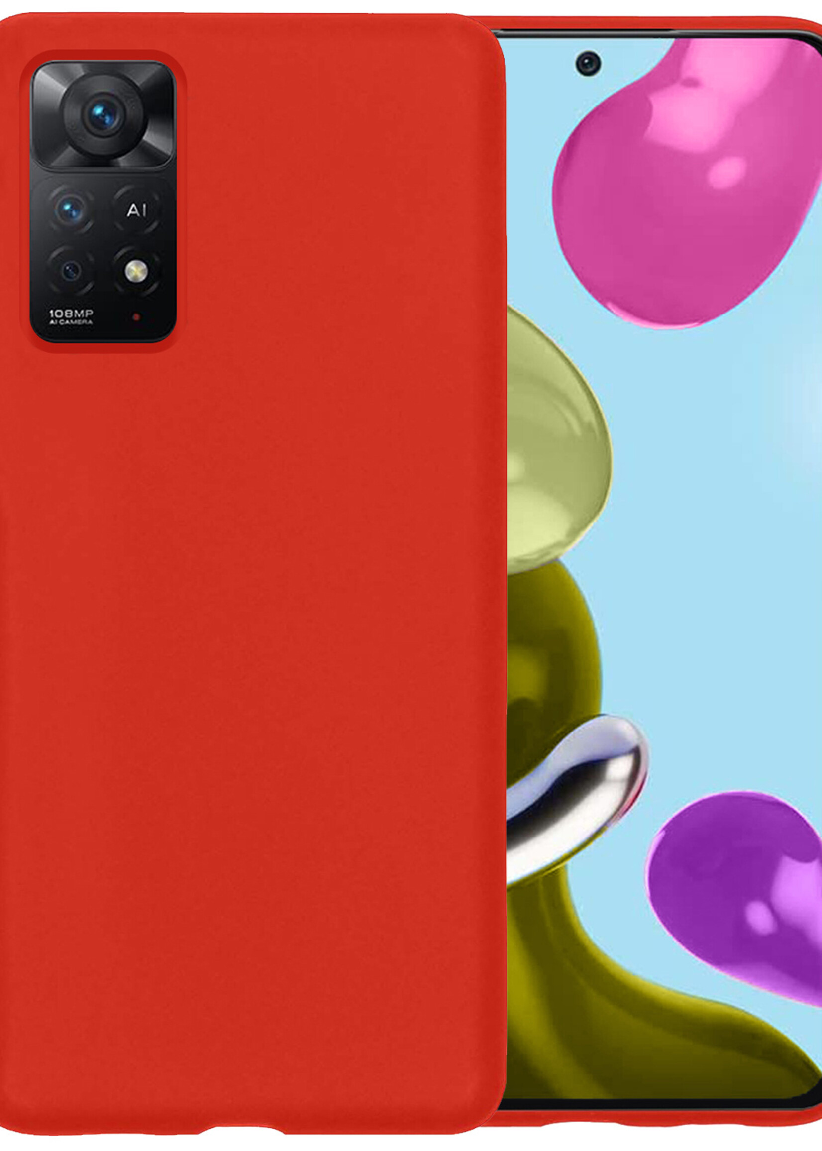 BTH Hoesje Geschikt voor Xiaomi Redmi Note 11s Hoesje Siliconen Case Hoes - Hoes Geschikt voor Xiaomi Redmi Note 11s Hoes Cover Case - Rood