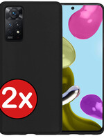 BTH BTH Xiaomi Redmi Note 11s Hoesje Siliconen - Zwart - 2 PACK