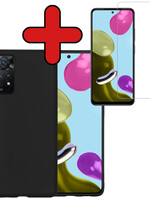 BTH BTH Xiaomi Redmi Note 11s Hoesje Siliconen Met Screenprotector - Zwart