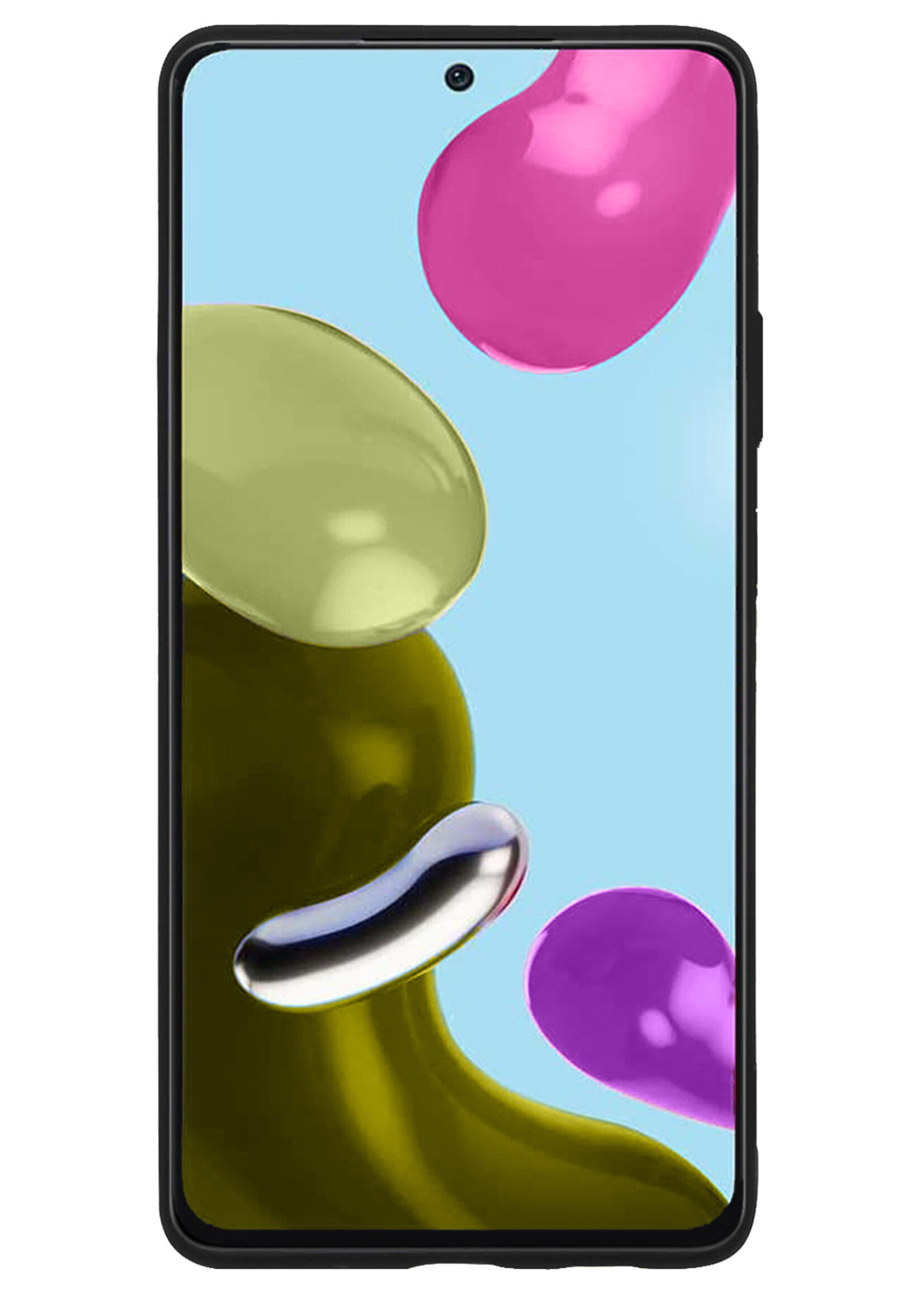 BTH Hoesje Geschikt voor Xiaomi Redmi Note 11s Hoesje Siliconen Case Hoes Met 2x Screenprotector - Hoes Geschikt voor Xiaomi Redmi Note 11s Hoes Cover Case - Zwart