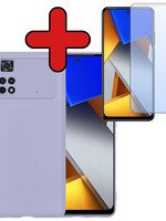 BTH BTH Xiaomi Poco M4 Pro 4G Hoesje Siliconen Met Screenprotector - Lila