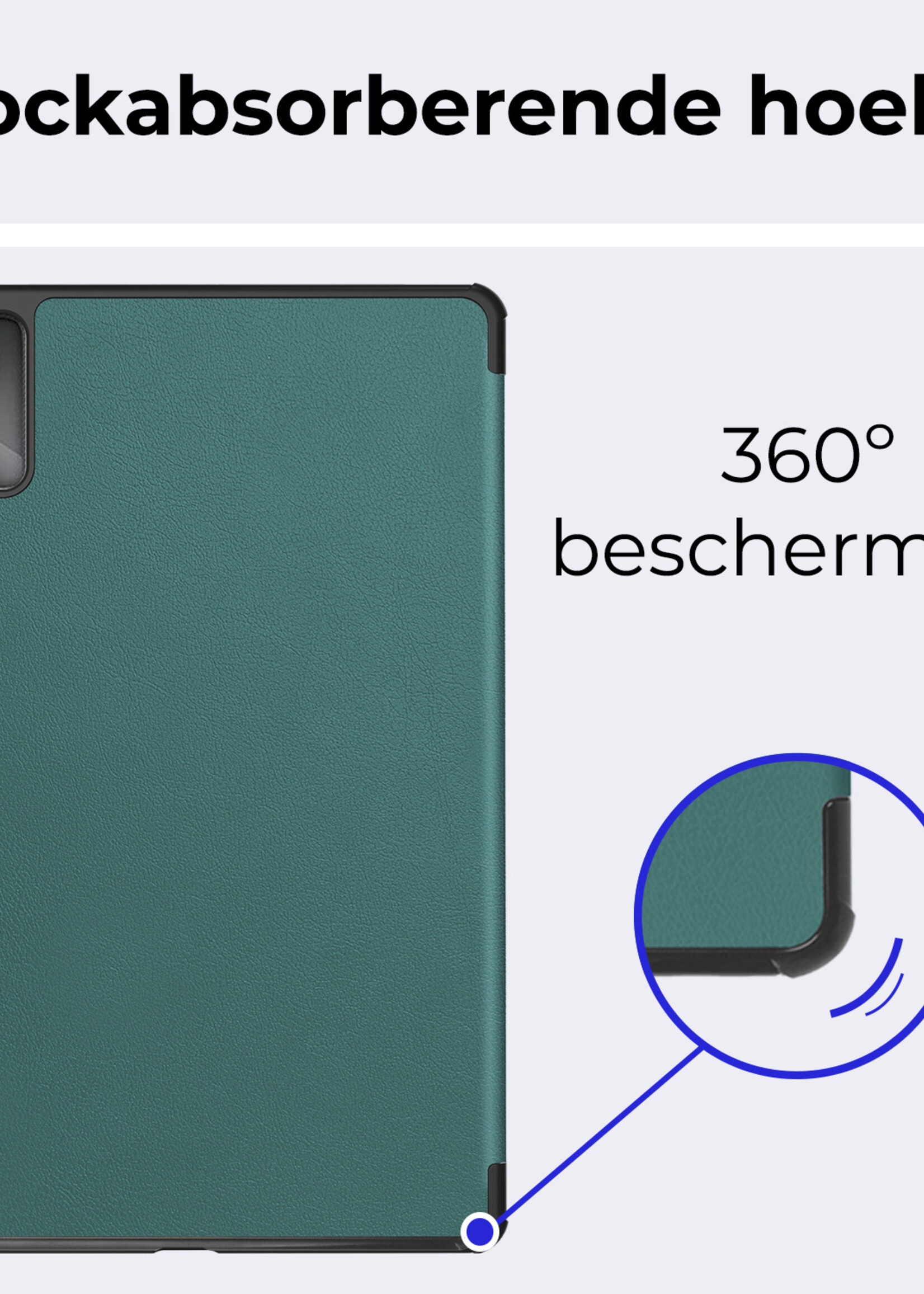 BTH Hoes Geschikt voor Lenovo Tab M11 Hoes Book Case Hoesje Trifold Cover - Hoesje Geschikt voor Lenovo Tab M11 (11 inch) Hoesje Bookcase - Donkergroen