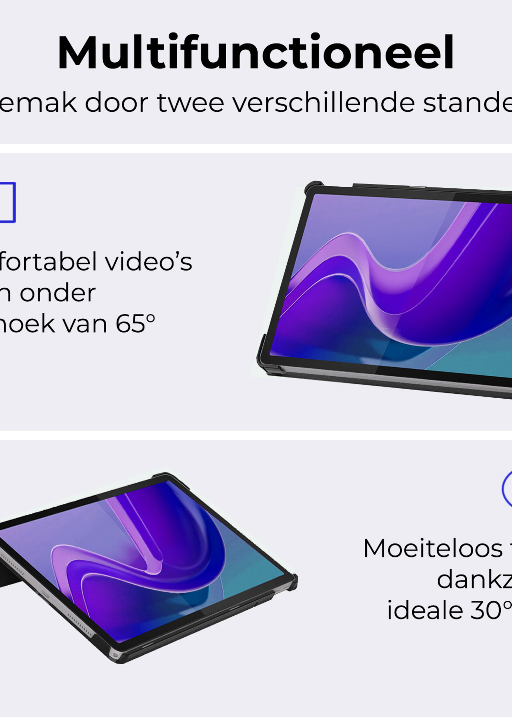 BTH Hoes Geschikt voor Lenovo Tab M11 Hoes Book Case Hoesje Trifold Cover - Hoesje Geschikt voor Lenovo Tab M11 (11 inch) Hoesje Bookcase - Grijs