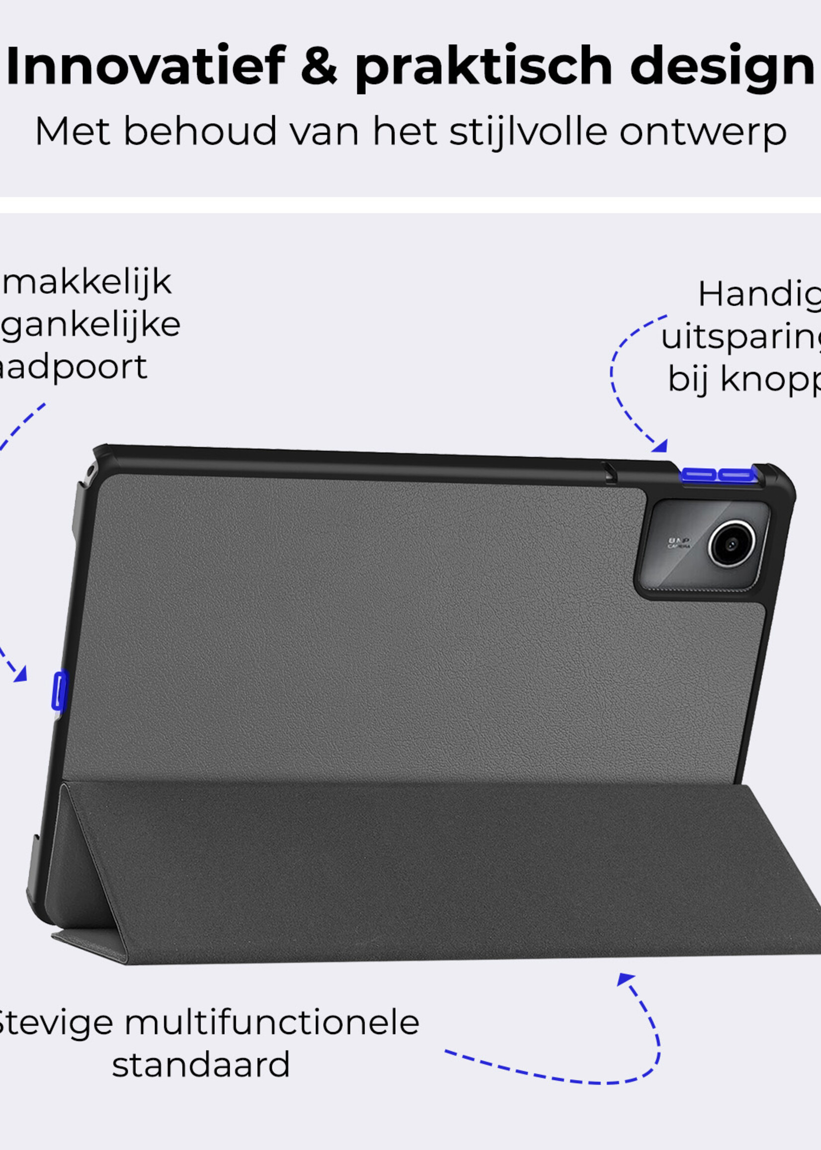 BTH Hoes Geschikt voor Lenovo Tab M11 Hoes Book Case Hoesje Trifold Cover - Hoesje Geschikt voor Lenovo Tab M11 (11 inch) Hoesje Bookcase - Grijs