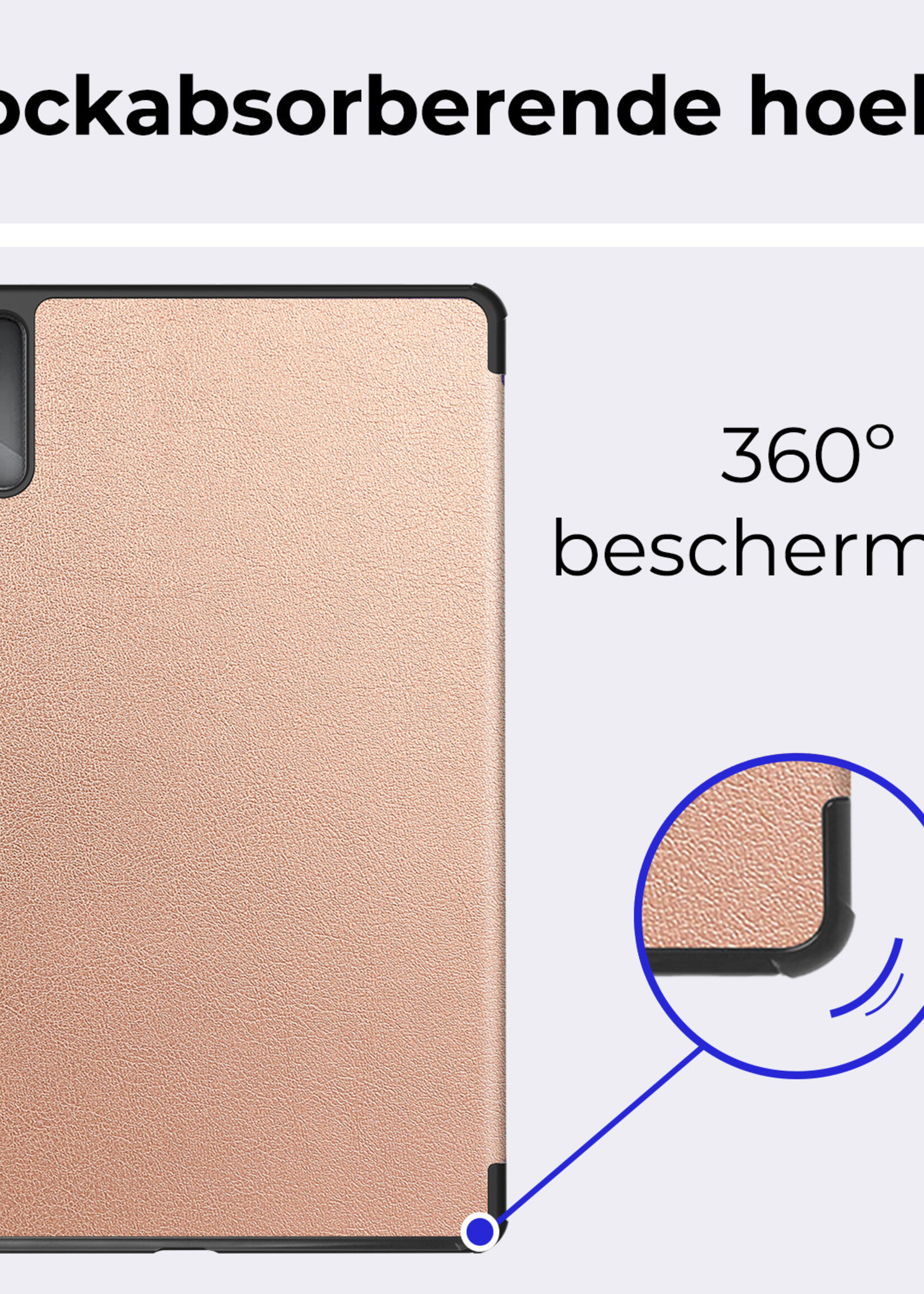 BTH Hoes Geschikt voor Lenovo Tab M11 Hoes Book Case Hoesje Trifold Cover - Hoesje Geschikt voor Lenovo Tab M11 (11 inch) Hoesje Bookcase - Rosé goud