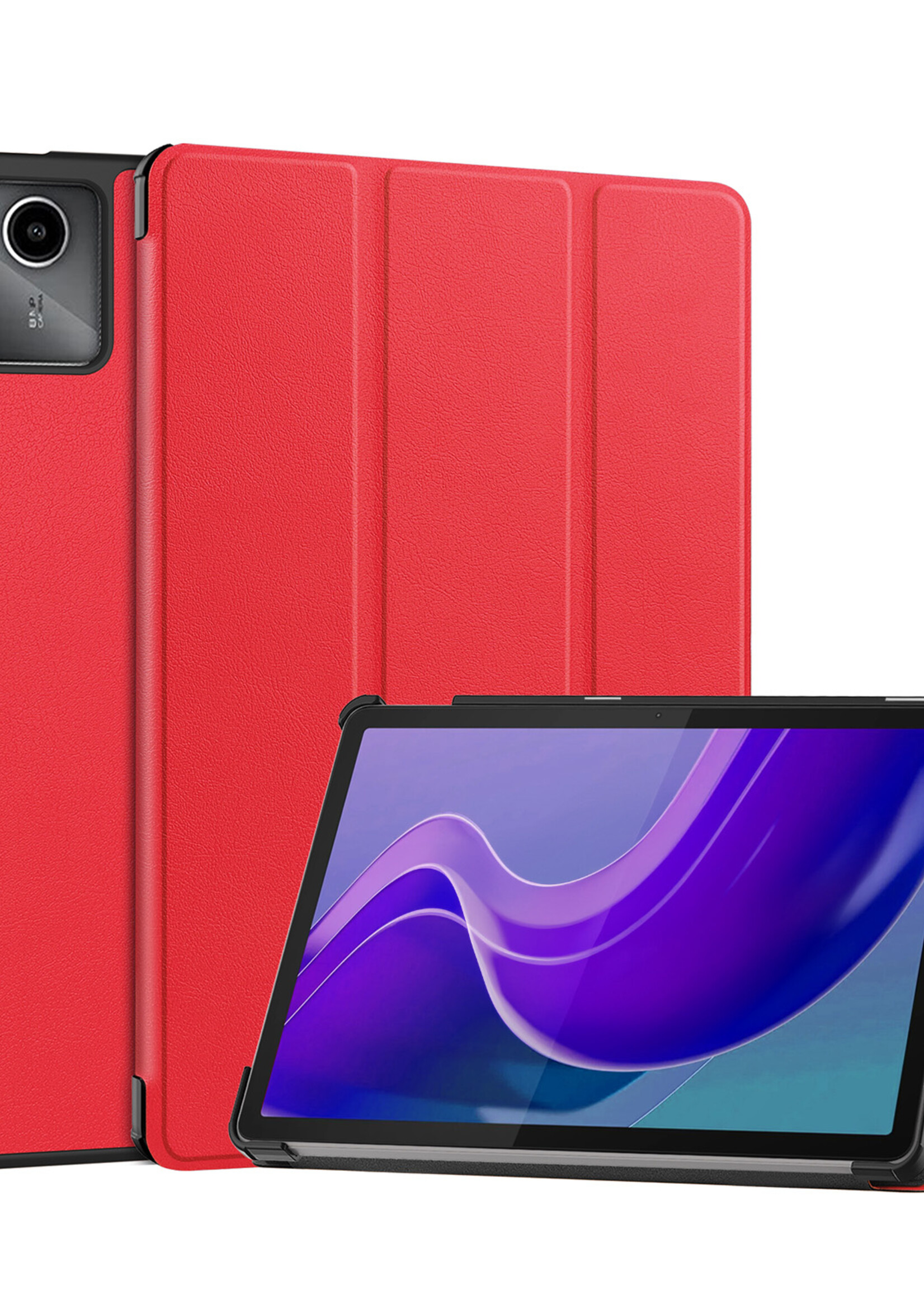 BTH Hoes Geschikt voor Lenovo Tab M11 Hoes Book Case Hoesje Trifold Cover - Hoesje Geschikt voor Lenovo Tab M11 (11 inch) Hoesje Bookcase - Rood