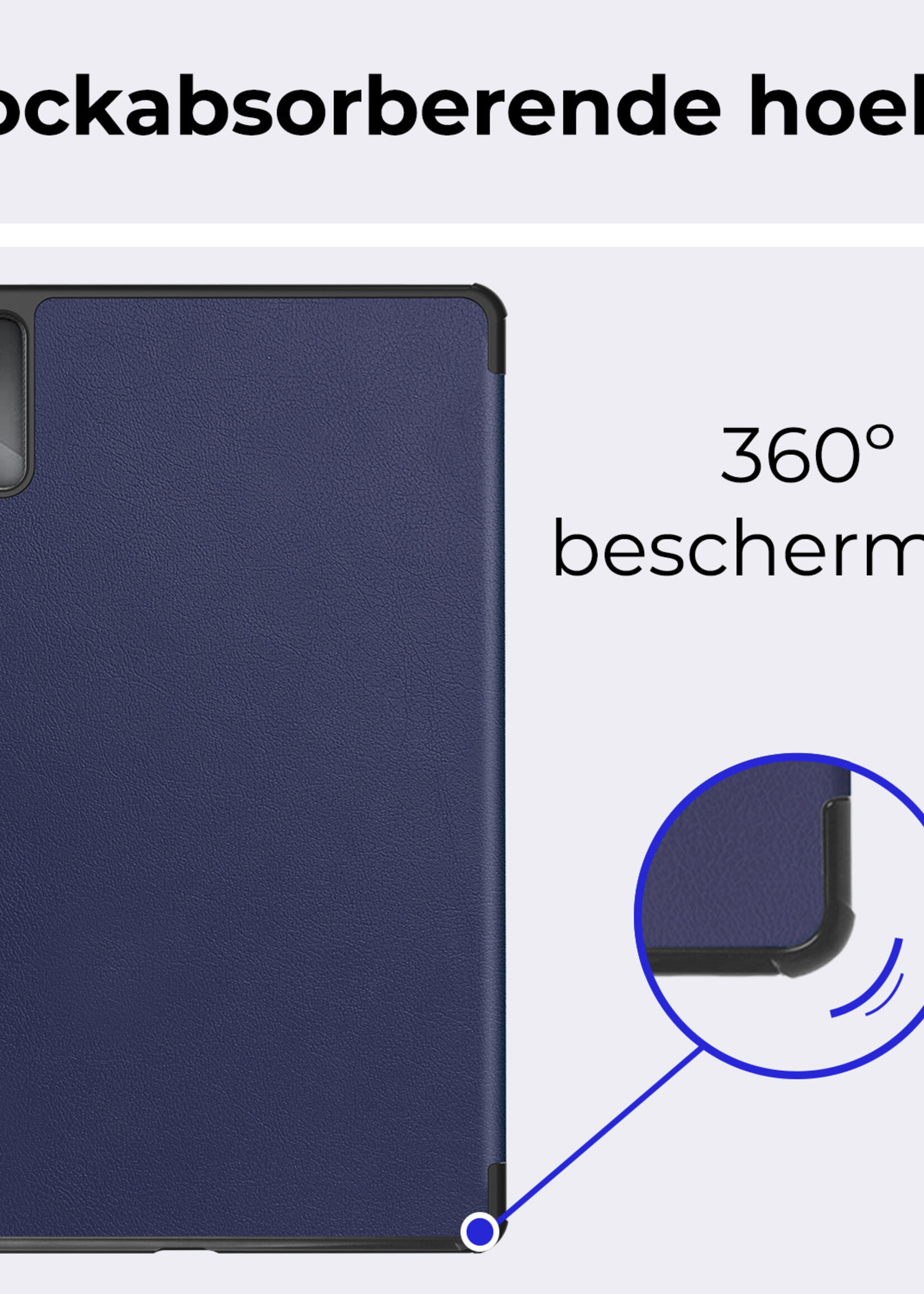 BTH Hoes Geschikt voor Lenovo Tab M11 Hoes Book Case Hoesje Trifold Cover Met Screenprotector - Hoesje Geschikt voor Lenovo Tab M11 (11 inch) Hoesje Bookcase - Donkerblauw