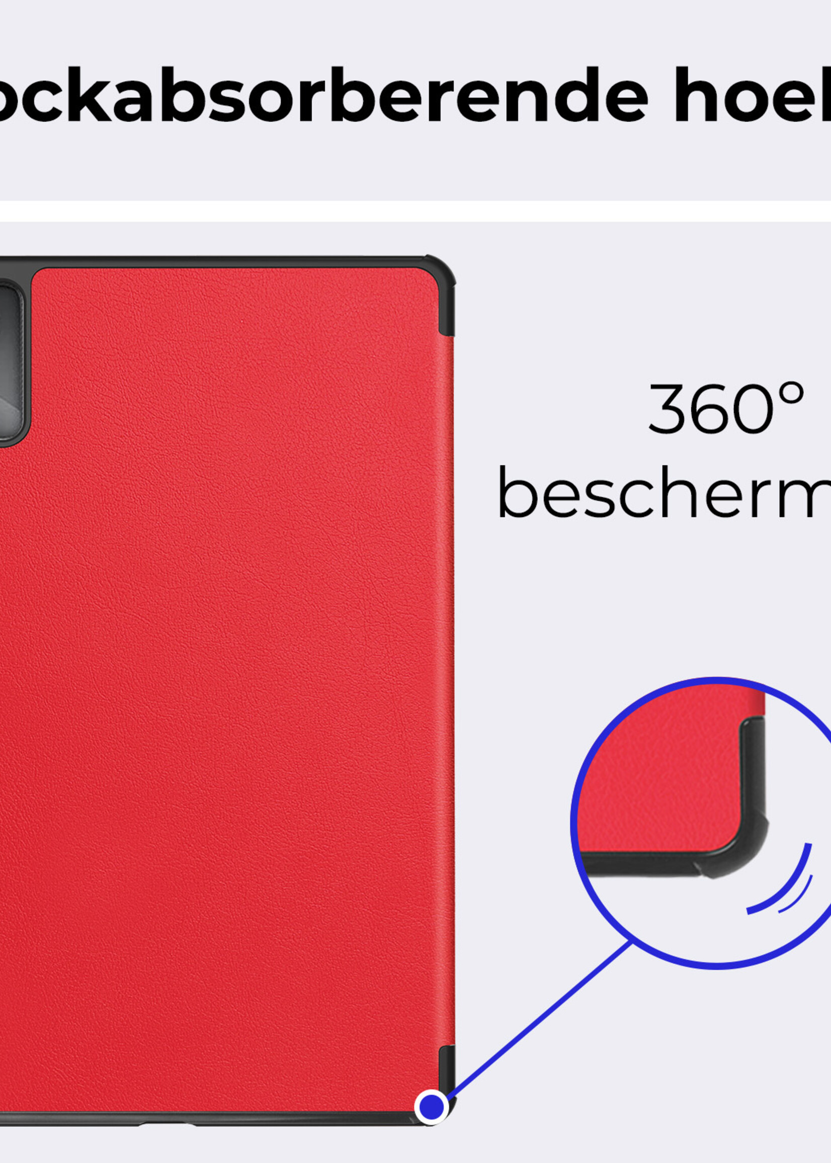 BTH Hoes Geschikt voor Lenovo Tab M11 Hoes Book Case Hoesje Trifold Cover Met Screenprotector - Hoesje Geschikt voor Lenovo Tab M11 (11 inch) Hoesje Bookcase - Rood