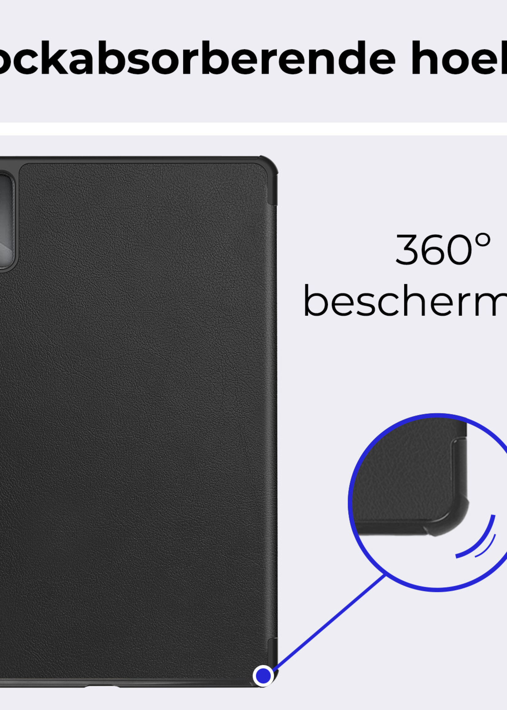 BTH Hoes Geschikt voor Lenovo Tab M11 Hoes Book Case Hoesje Trifold Cover Met Screenprotector - Hoesje Geschikt voor Lenovo Tab M11 (11 inch) Hoesje Bookcase - Zwart