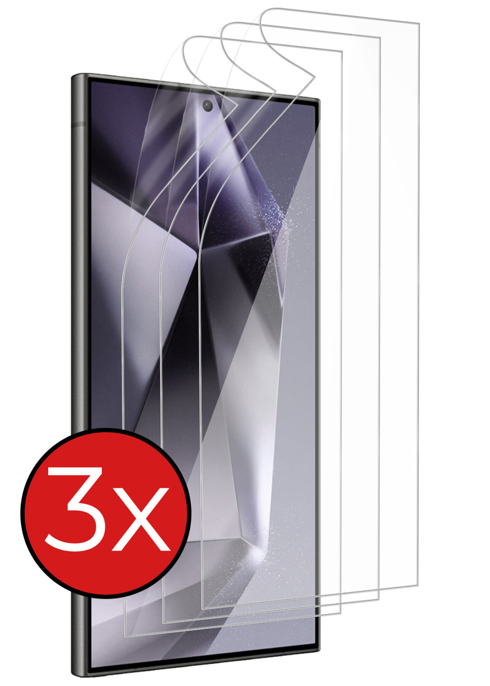 BTH Screenprotector Folie Geschikt voor Samsung S24 Ultra Screenprotector Beschermfolie - Screenprotector Folie Geschikt voor Samsung Galaxy S24 Ultra Screen Protector Folie TPU Soft Touch - 3 PACK