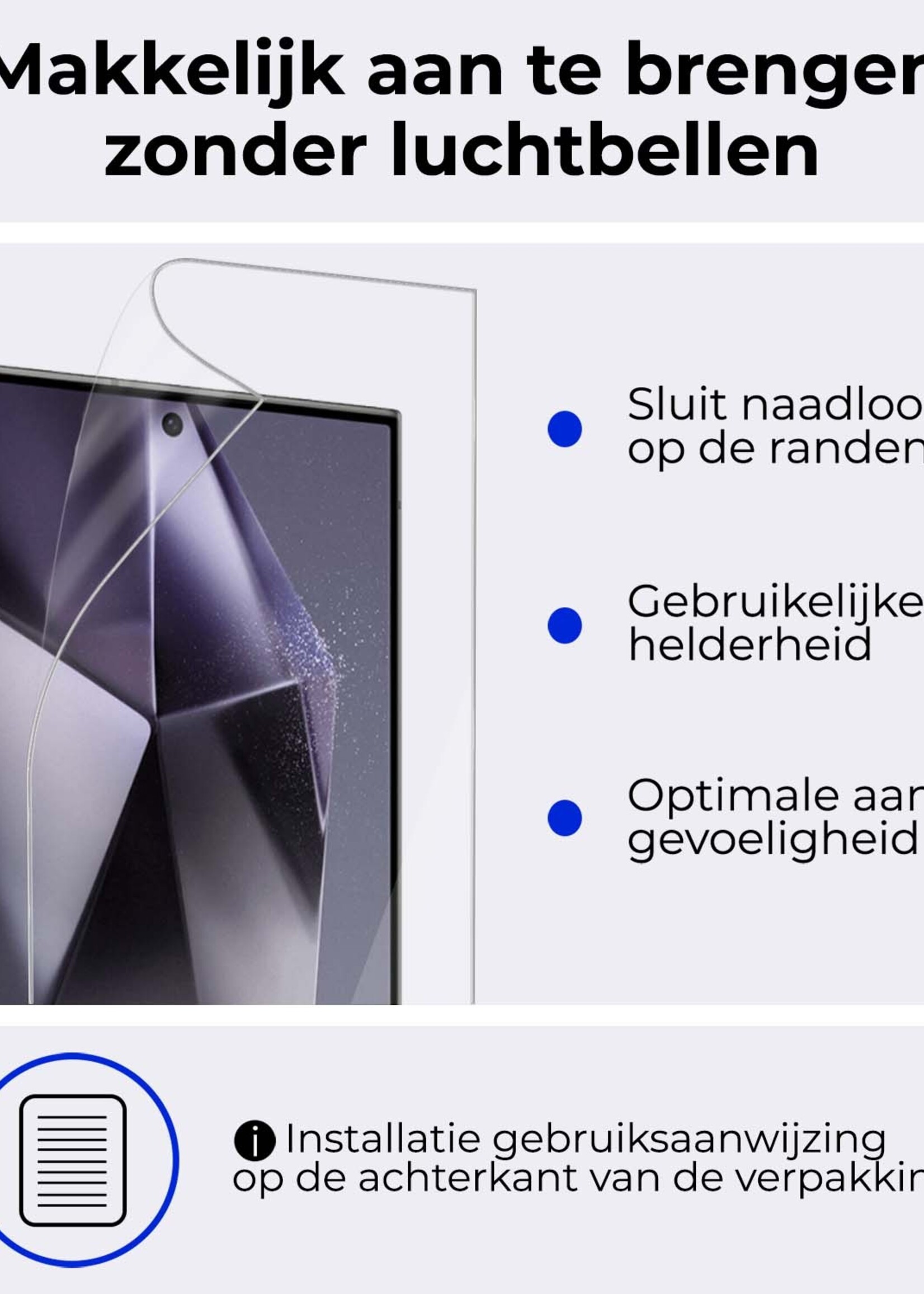 BTH Screenprotector Folie Geschikt voor Samsung S24 Ultra Screenprotector Beschermfolie - Screenprotector Folie Geschikt voor Samsung Galaxy S24 Ultra Screen Protector Folie TPU Soft Touch - 3 PACK