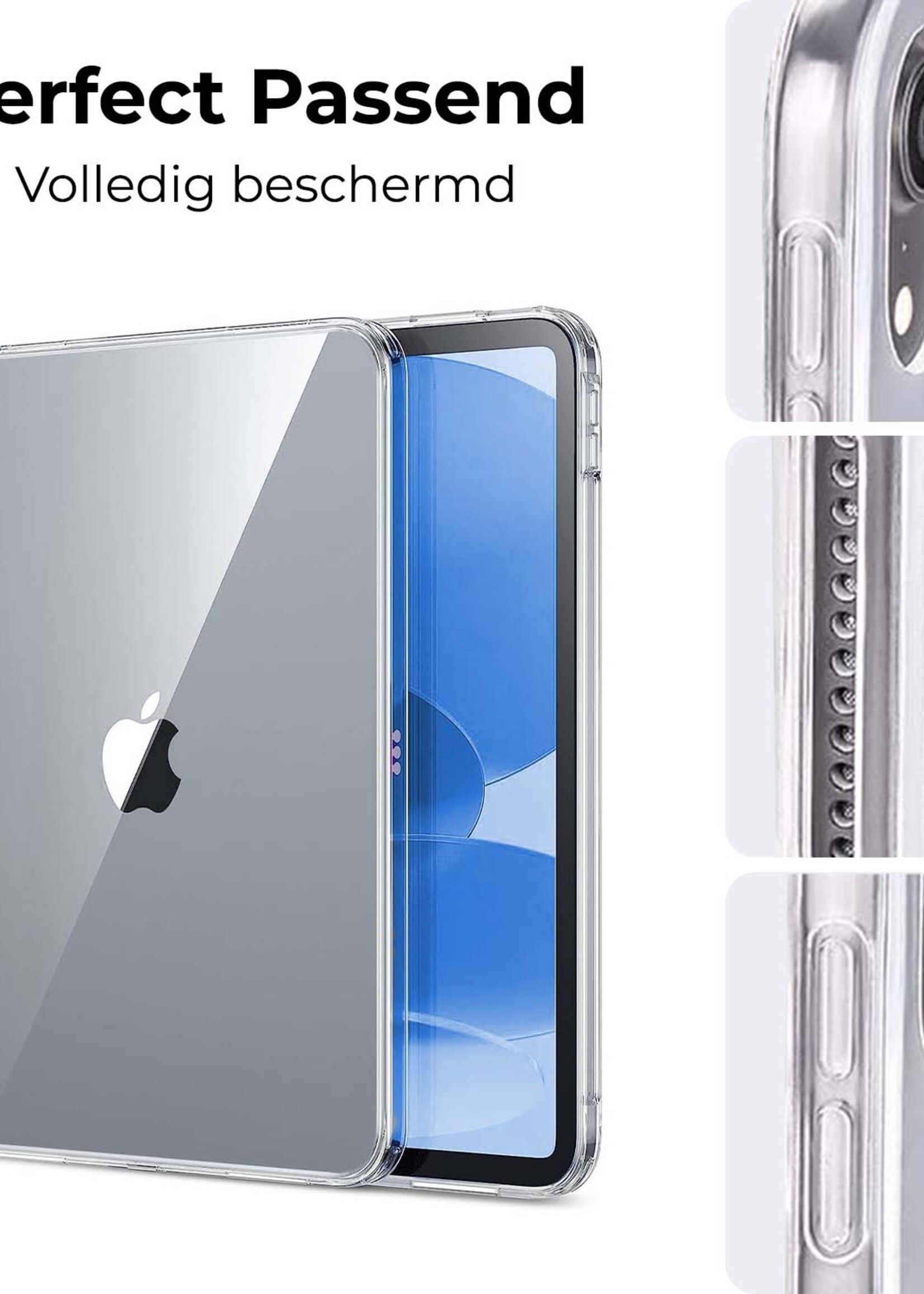 BTH Hoes Geschikt voor iPad 2022 Hoesje Siliconen Case Hoes Back Cover - Transparant