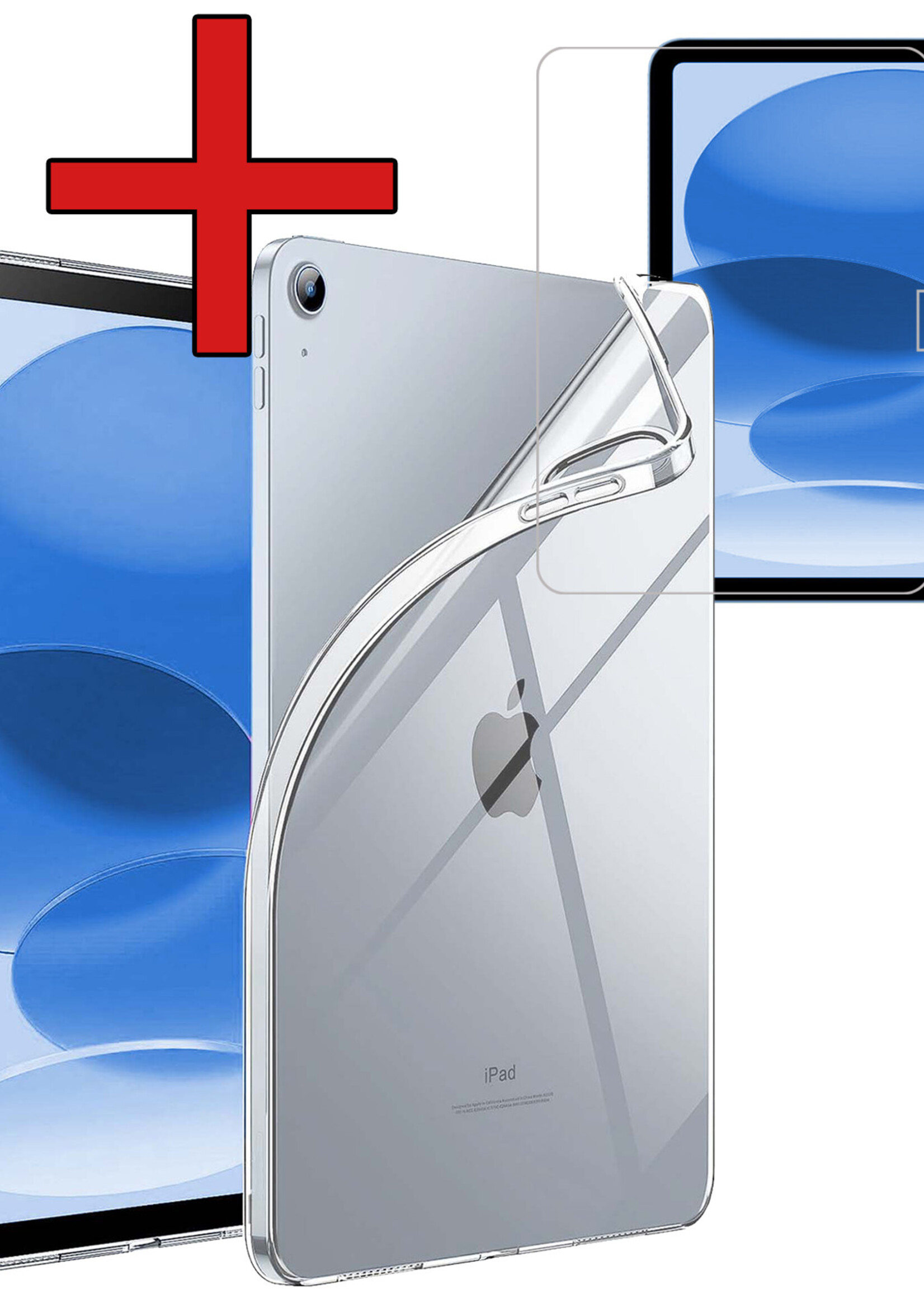 BTH Hoes Geschikt voor iPad 2022 Hoesje Siliconen Case Hoes Back Cover Met Screenprotector - Transparant
