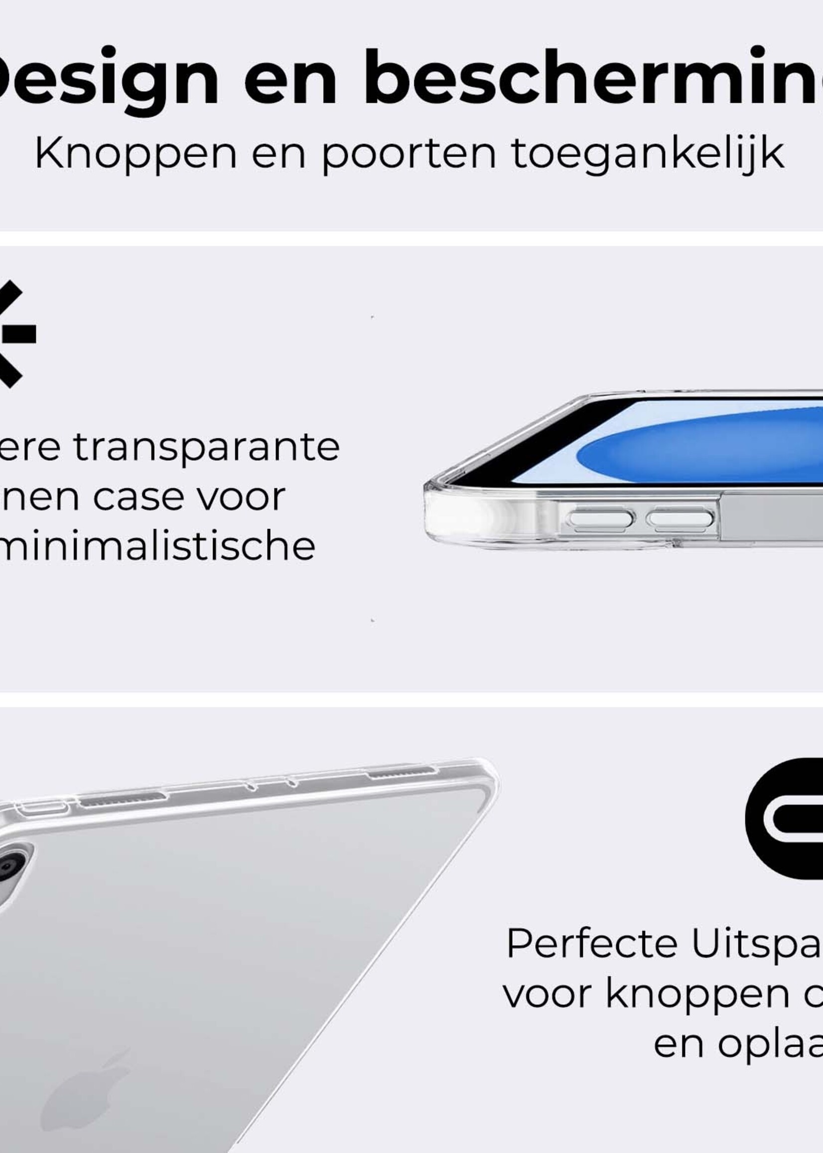 BTH Hoes Geschikt voor iPad 2022 Hoesje Siliconen Case Hoes Back Cover Met Screenprotector - Transparant