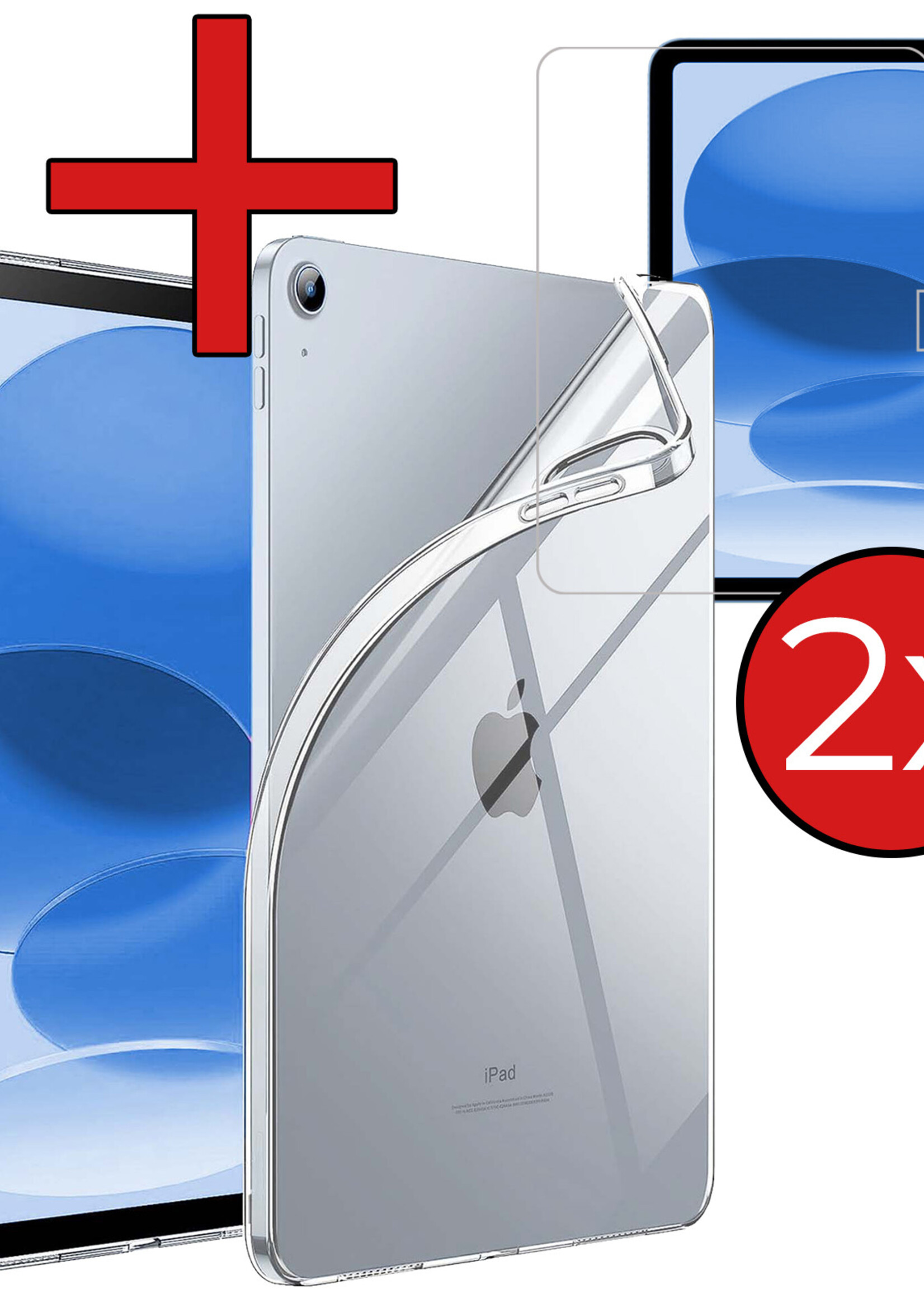 BTH Hoes Geschikt voor iPad 2022 Hoesje Siliconen Case Hoes Back Cover Met 2x Screenprotector - Transparant