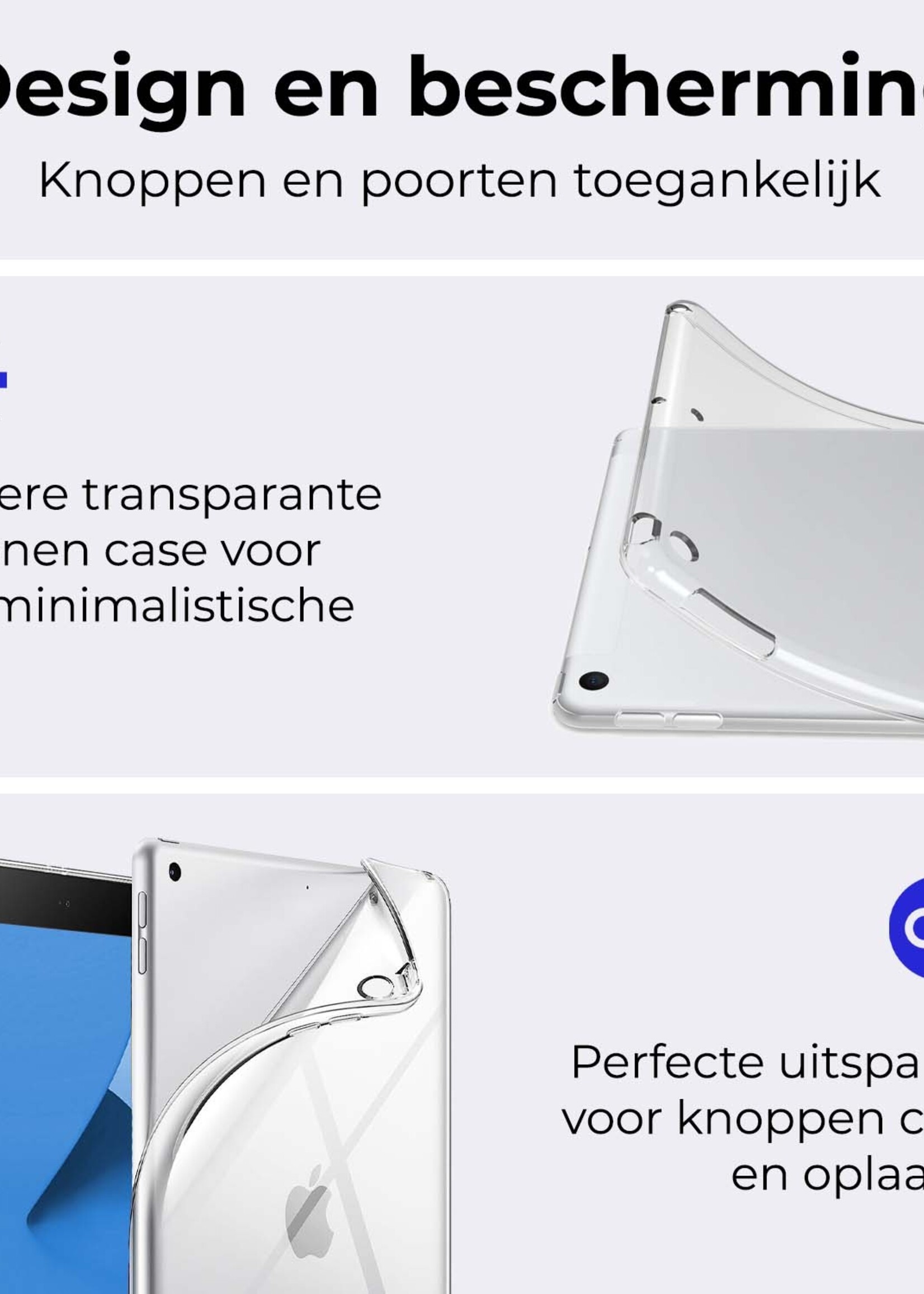 BTH Hoes Geschikt voor iPad 10.2 2020 Hoesje Siliconen Case Hoes Back Cover - Transparant