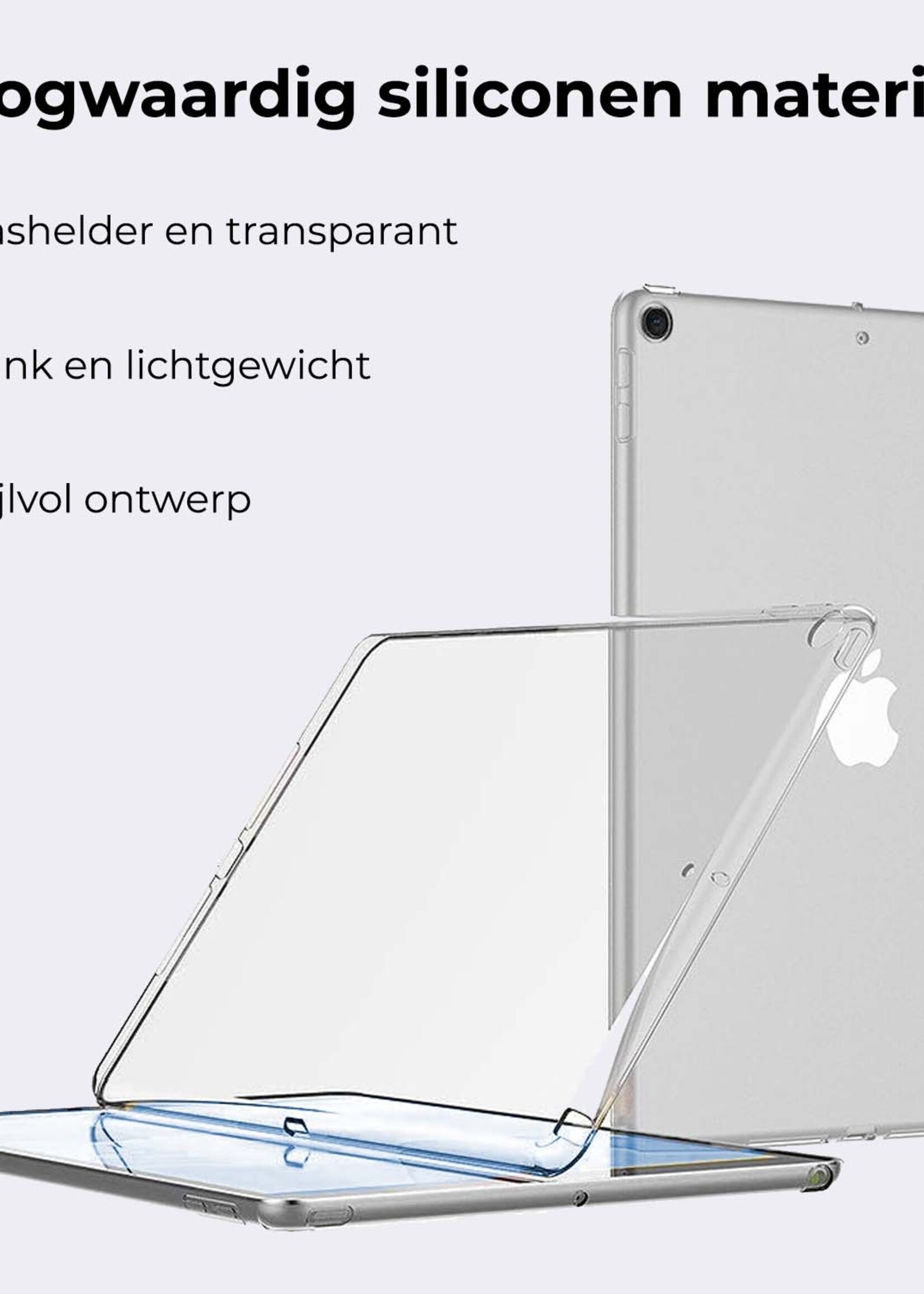BTH Hoes Geschikt voor iPad 10.2 2020 Hoesje Siliconen Case Hoes Back Cover - Transparant
