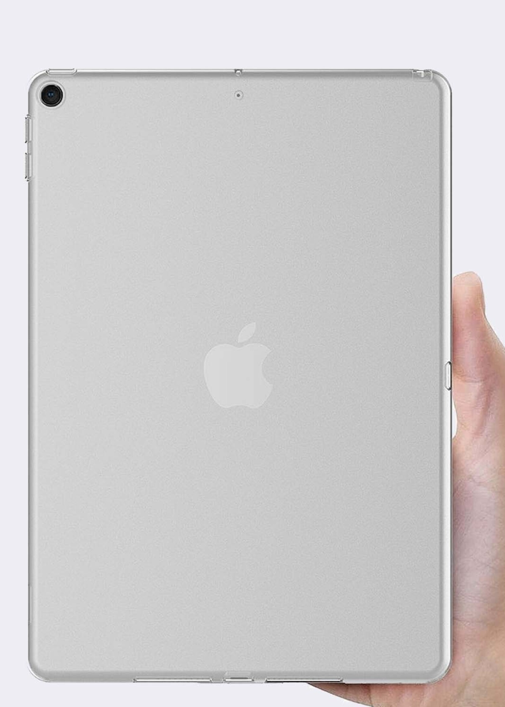BTH Hoes Geschikt voor iPad 10.2 2021 Hoesje Siliconen Case Hoes Back Cover Met Screenprotector - Transparant
