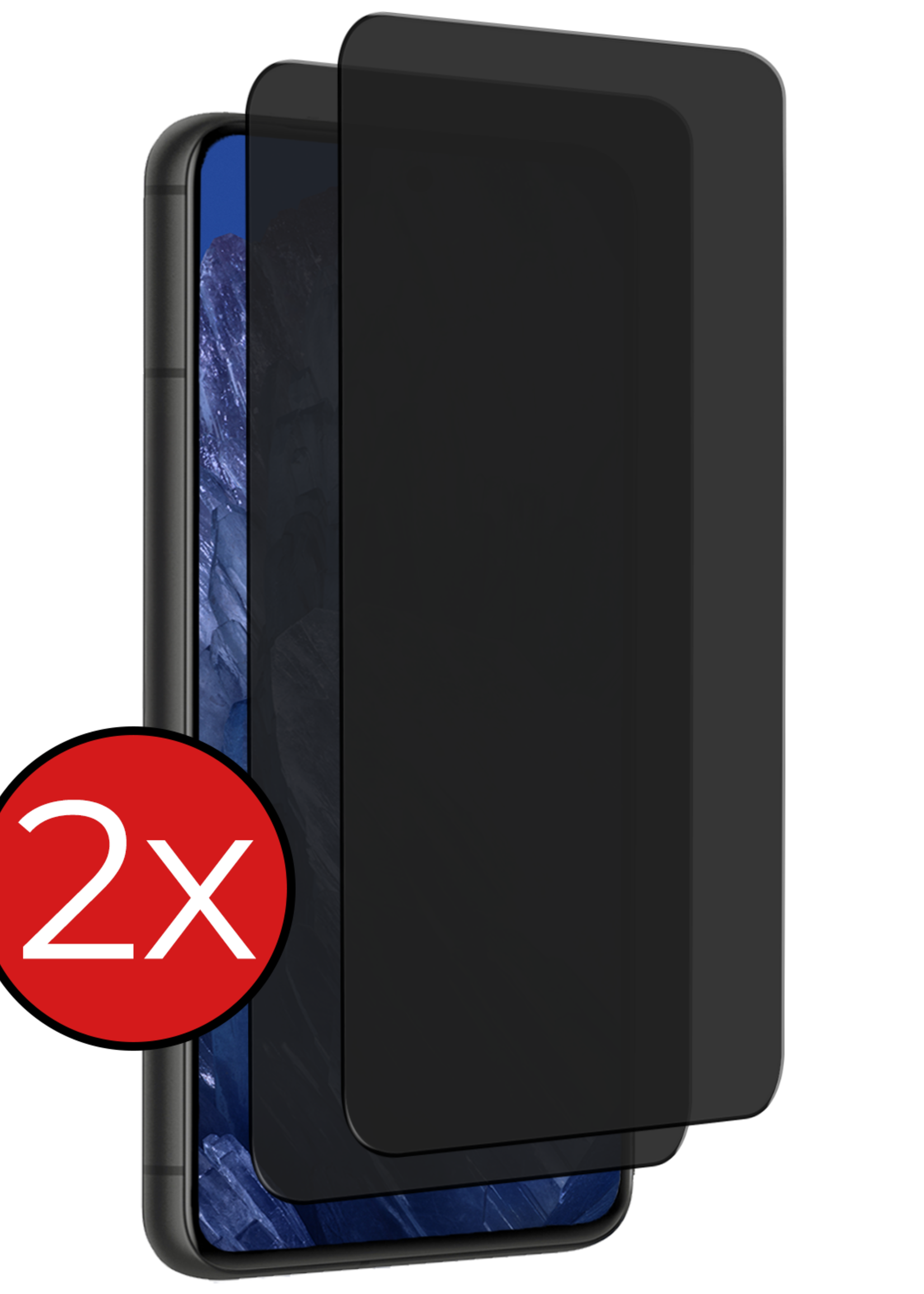 BTH Screenprotector Geschikt voor Google Pixel 8a Screenprotector Privacy Glas Gehard Full Cover - Screenprotector Geschikt voor Google Pixel 8a Screenprotector Privacy Tempered Glass - 2 PACK