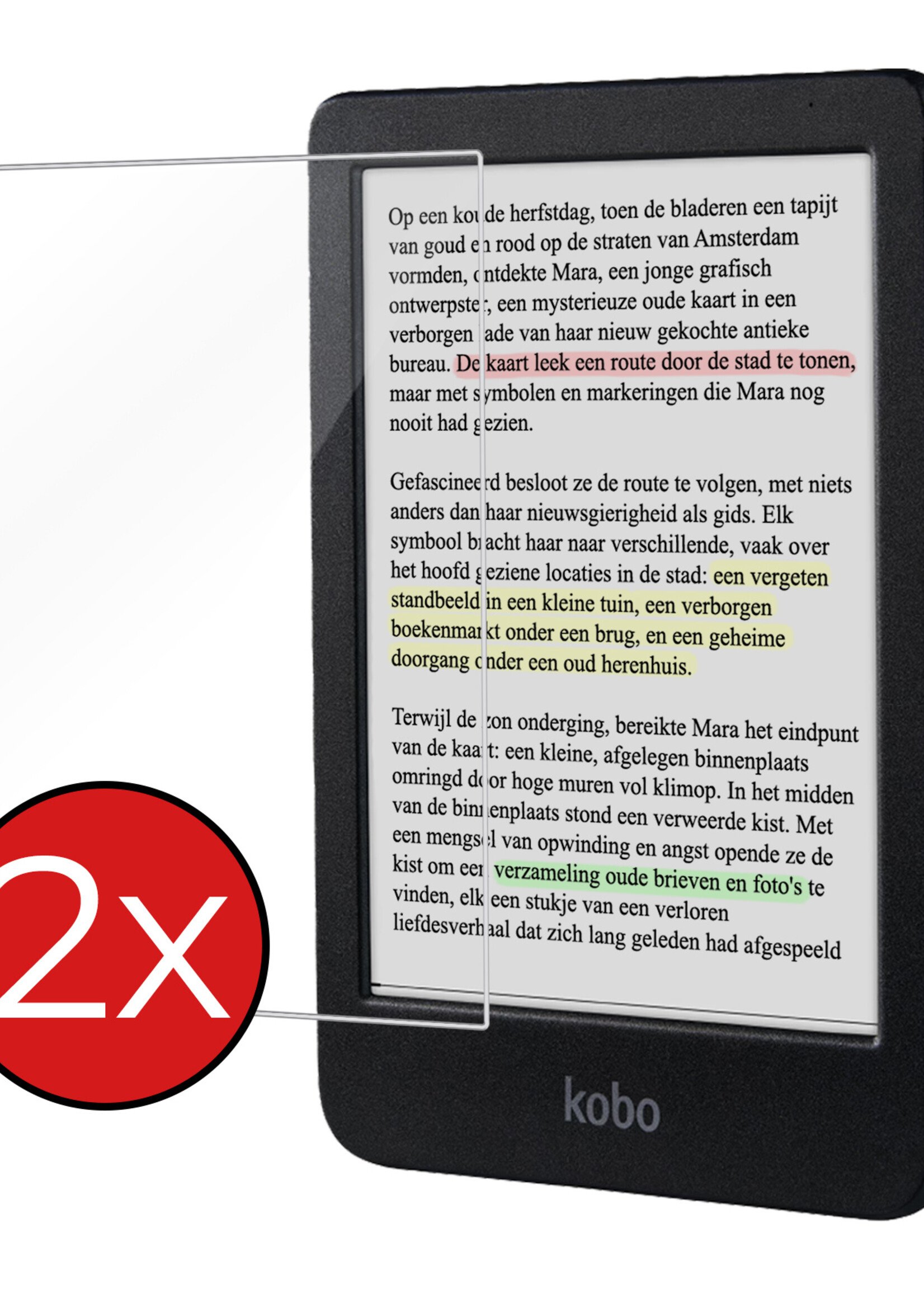BTH Screenprotector Geschikt voor Kobo Clara Colour Screenprotector Gehard Glas Tempered Glass - Screenprotector Geschikt voor Kobo Clara Colour Screenprotector - 2 PACK