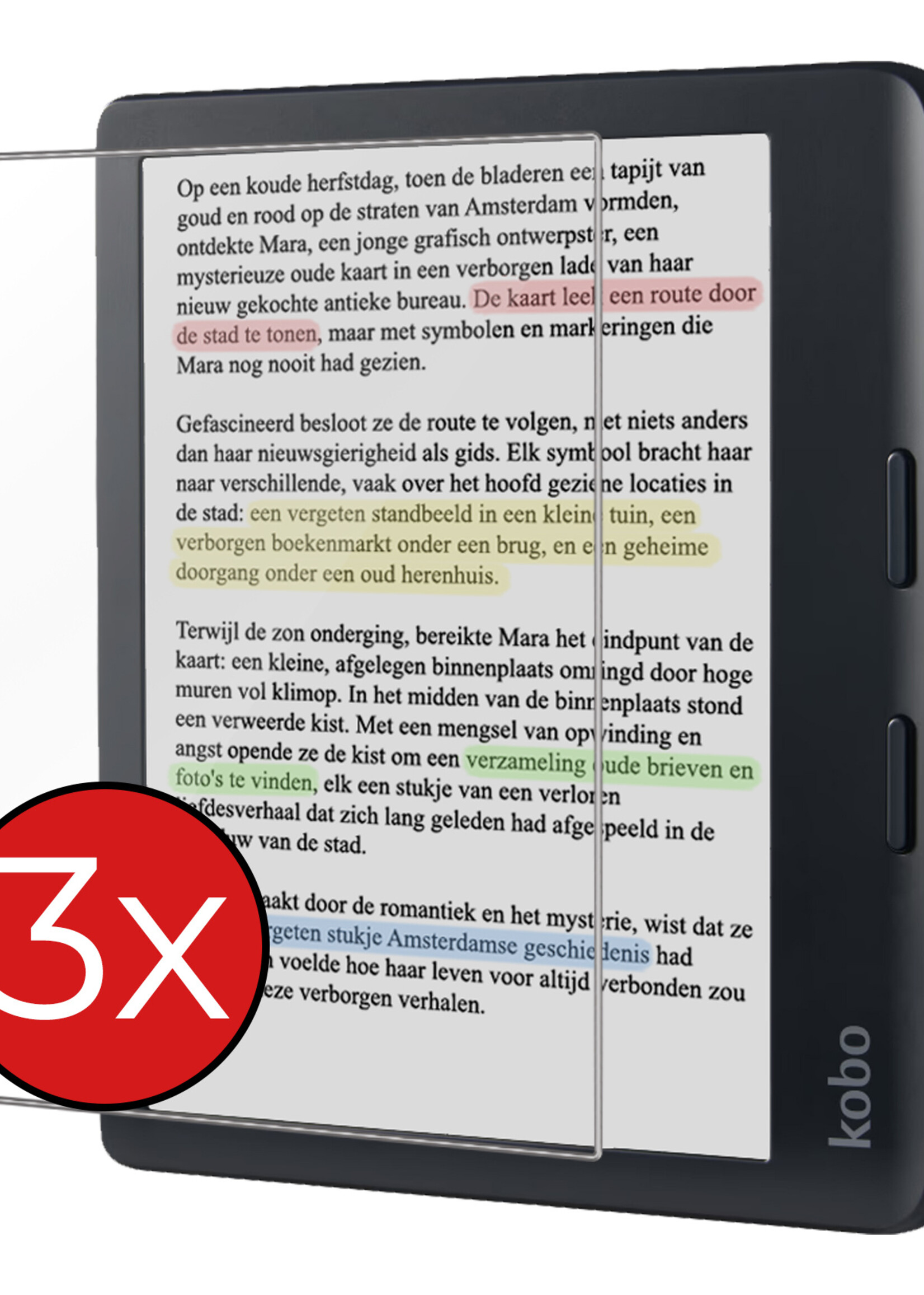 BTH Screenprotector Geschikt voor Kobo Libra Colour Screenprotector Gehard Glas Tempered Glass - Screenprotector Geschikt voor Kobo Libra Colour Screenprotector - 3 PACK
