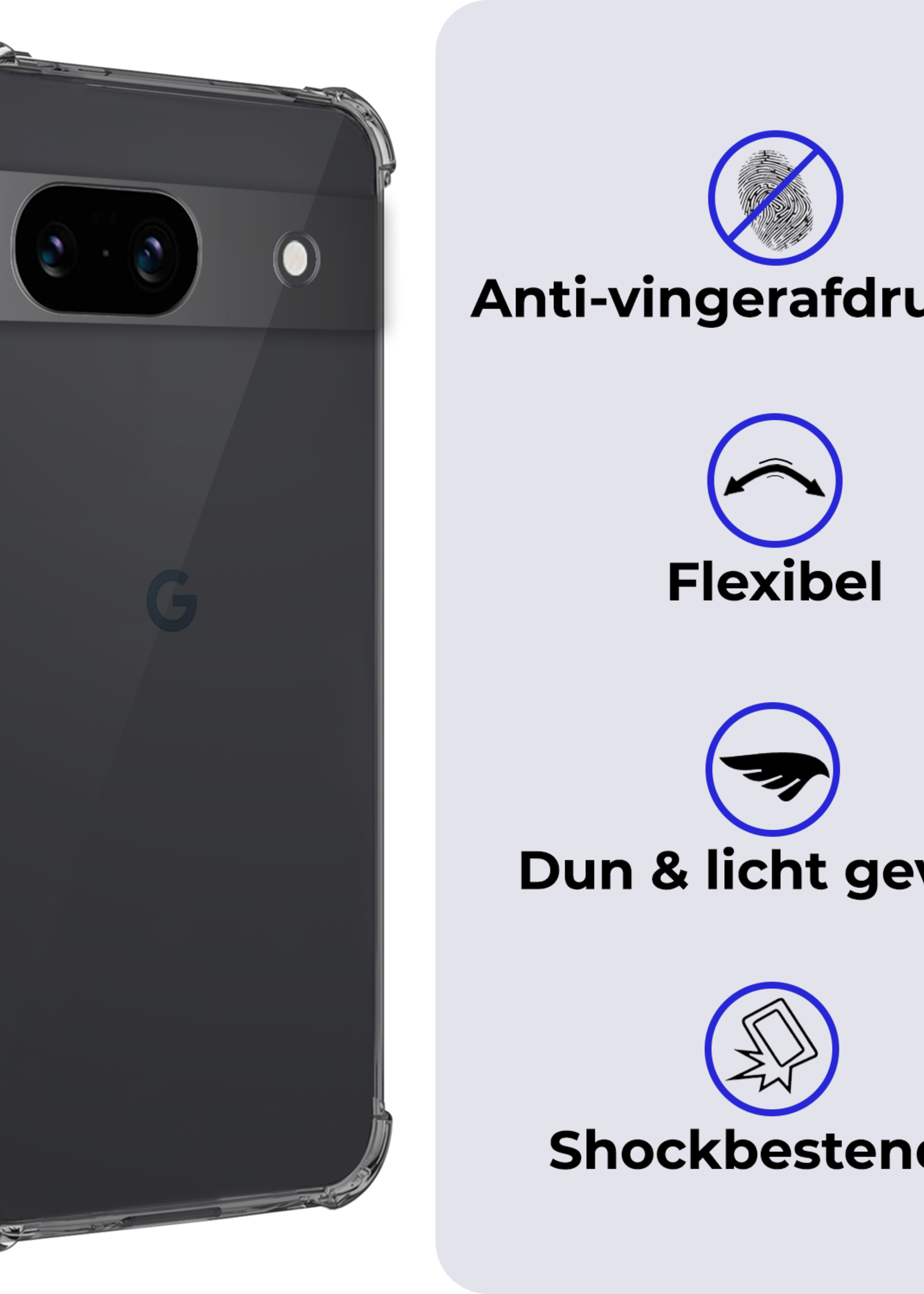 BTH Hoesje Geschikt voor Google Pixel 8a Hoesje Siliconen Shock Proof Case Hoes - Hoes Geschikt voor Google Pixel 8a Hoes Cover Case Shockproof - Transparant