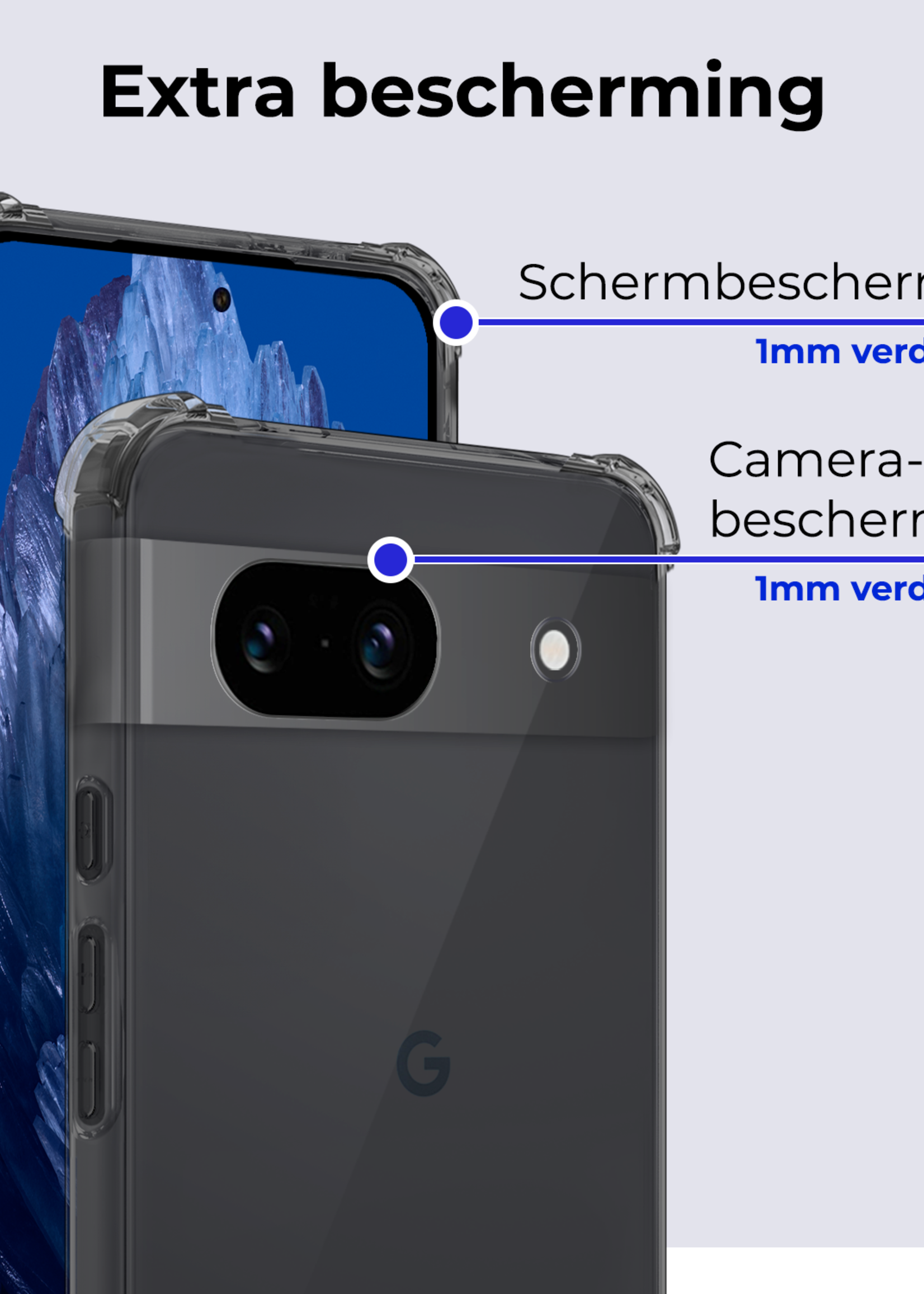 BTH Hoesje Geschikt voor Google Pixel 8a Hoesje Siliconen Shock Proof Case Hoes - Hoes Geschikt voor Google Pixel 8a Hoes Cover Case Shockproof - Transparant