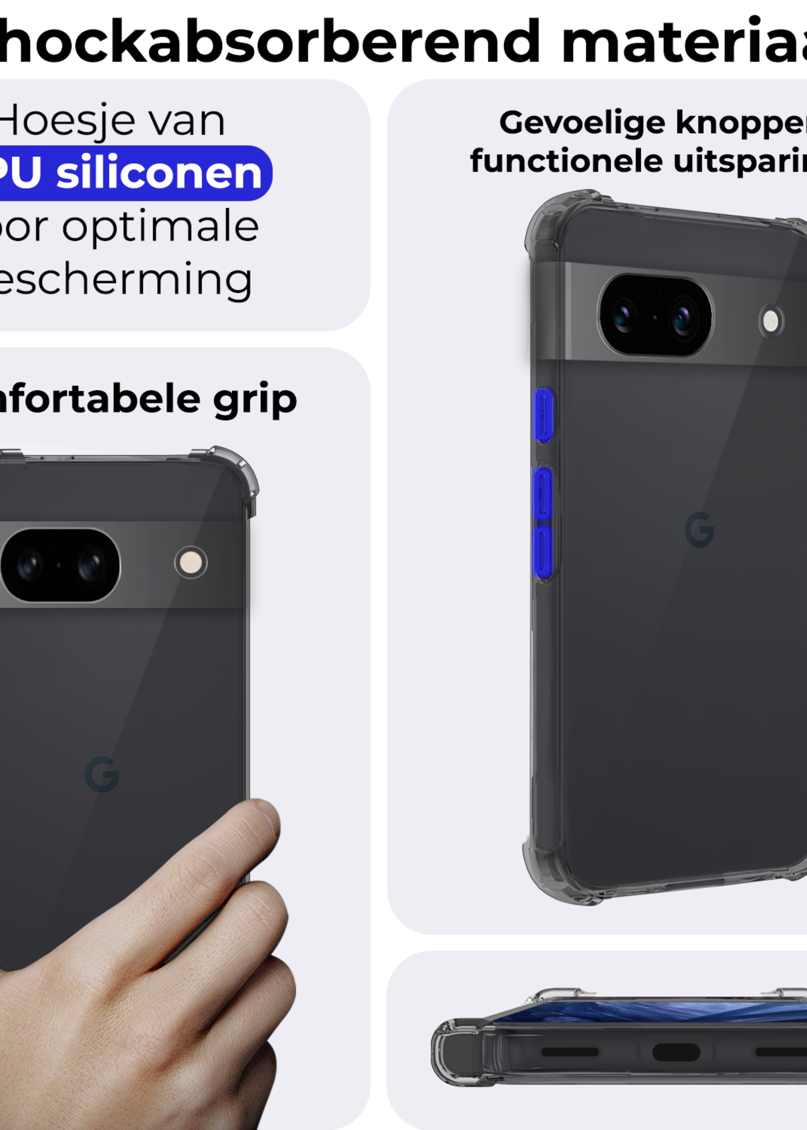 BTH Hoesje Geschikt voor Google Pixel 8a Hoesje Siliconen Shock Proof Case Hoes - Hoes Geschikt voor Google Pixel 8a Hoes Cover Case Shockproof - Transparant