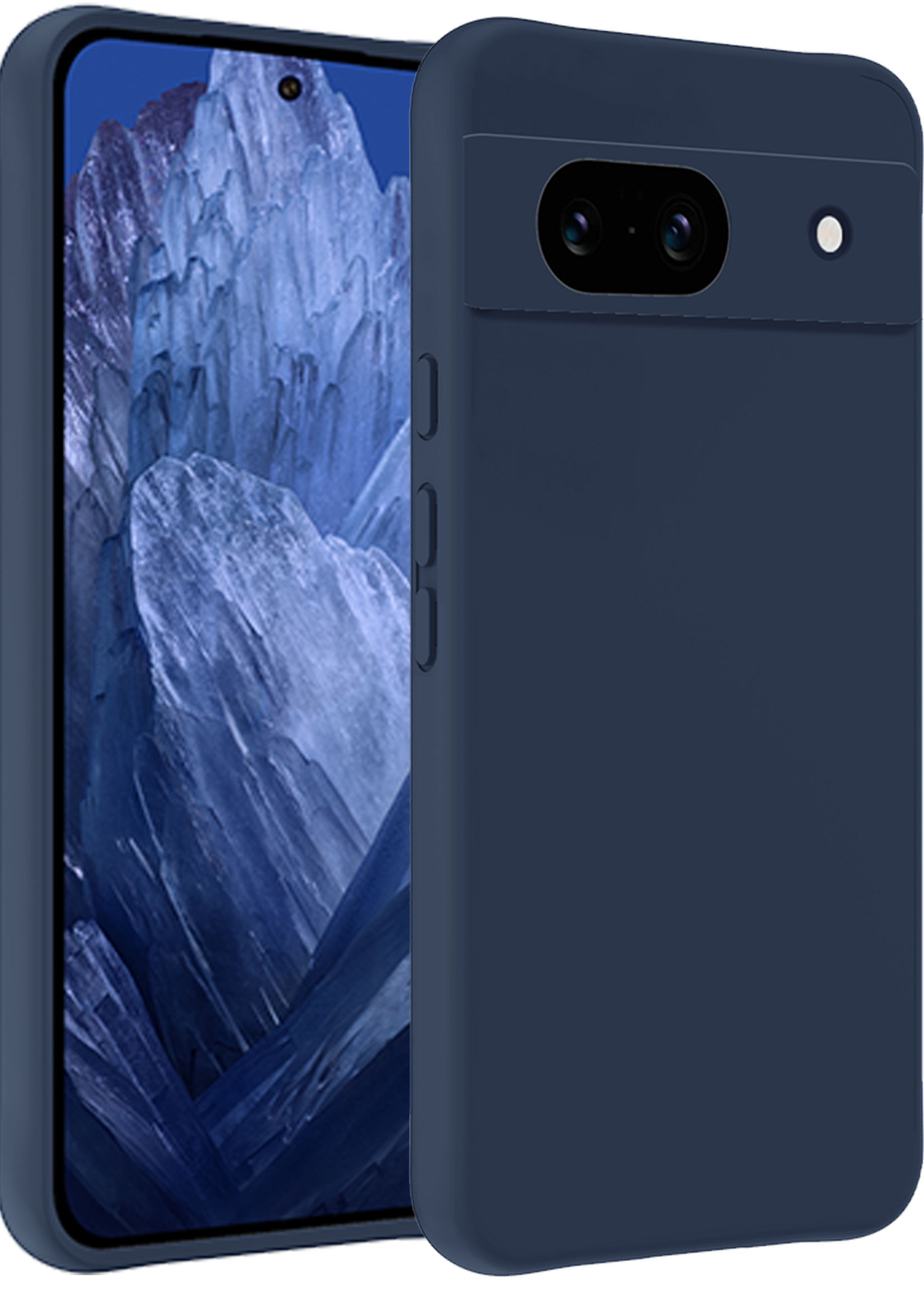 BTH Hoesje Geschikt voor Google Pixel 8a Hoesje Siliconen Case Hoes - Hoes Geschikt voor Google Pixel 8a Hoes Cover Case - Donkerblauw