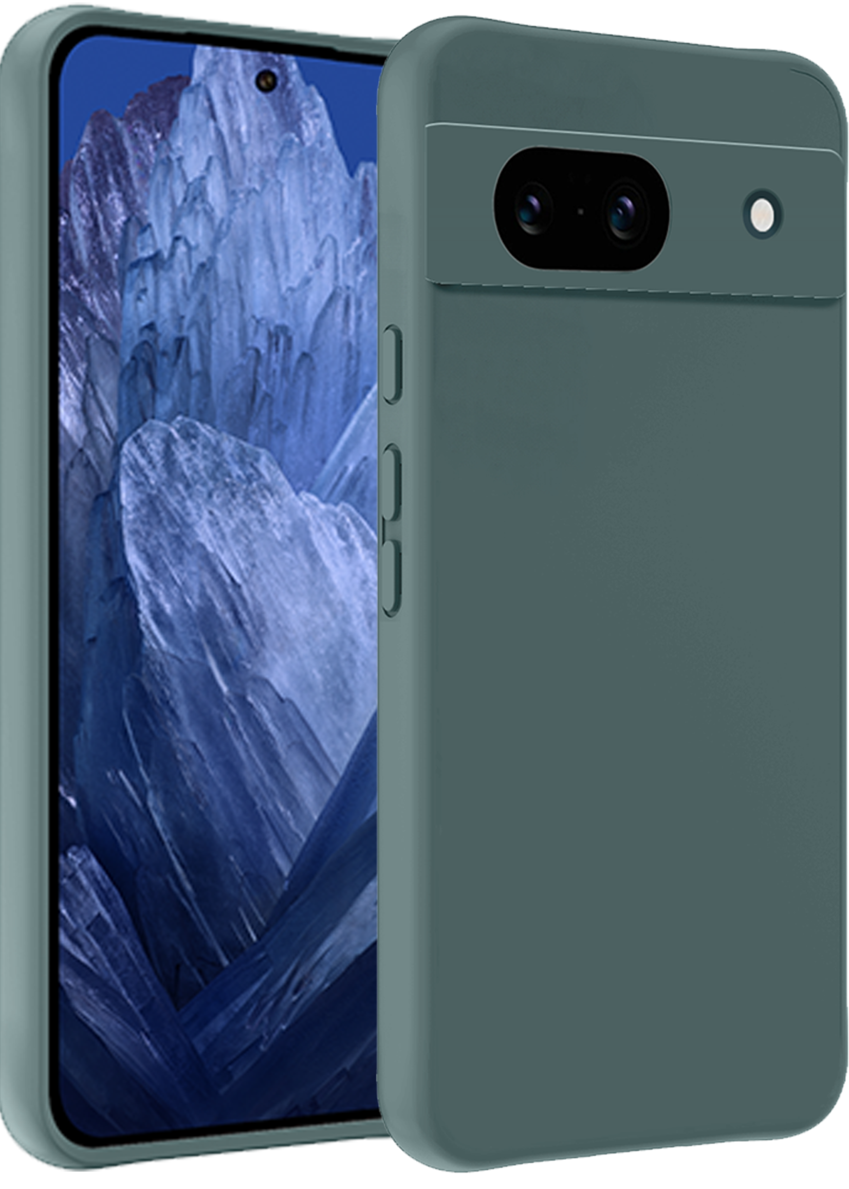 BTH Hoesje Geschikt voor Google Pixel 8a Hoesje Siliconen Case Hoes - Hoes Geschikt voor Google Pixel 8a Hoes Cover Case - Donkergroen