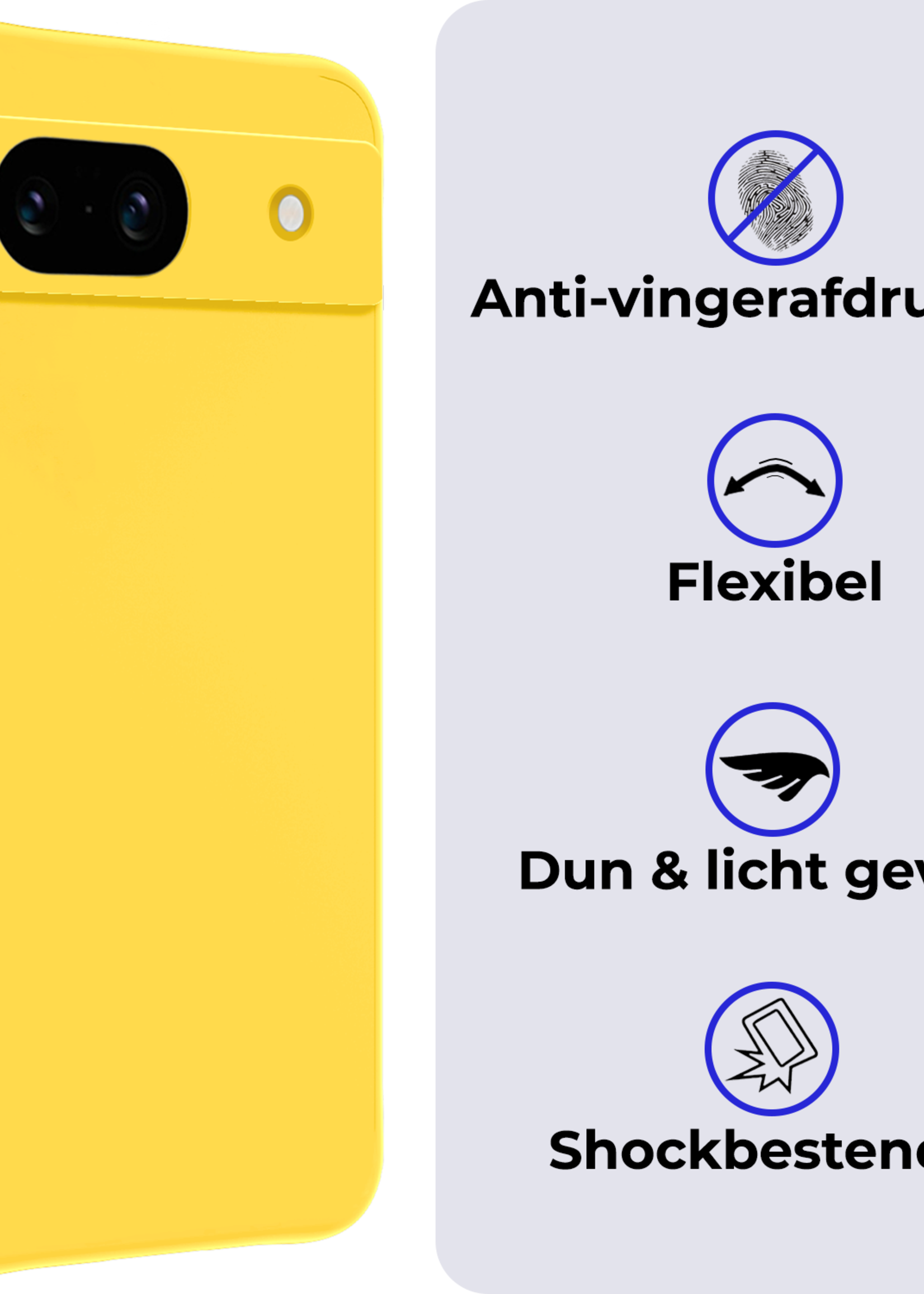 BTH Hoesje Geschikt voor Google Pixel 8a Hoesje Siliconen Case Hoes - Hoes Geschikt voor Google Pixel 8a Hoes Cover Case - Geel