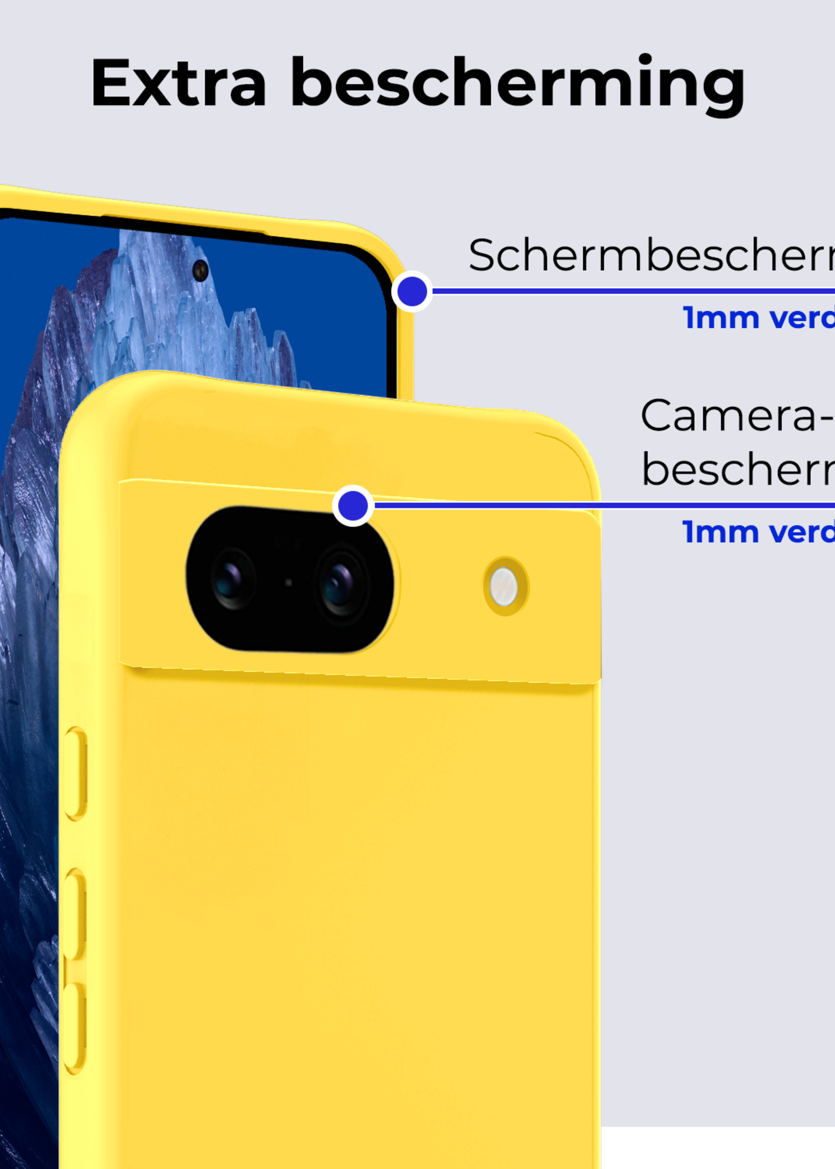 BTH Hoesje Geschikt voor Google Pixel 8a Hoesje Siliconen Case Hoes - Hoes Geschikt voor Google Pixel 8a Hoes Cover Case - Geel