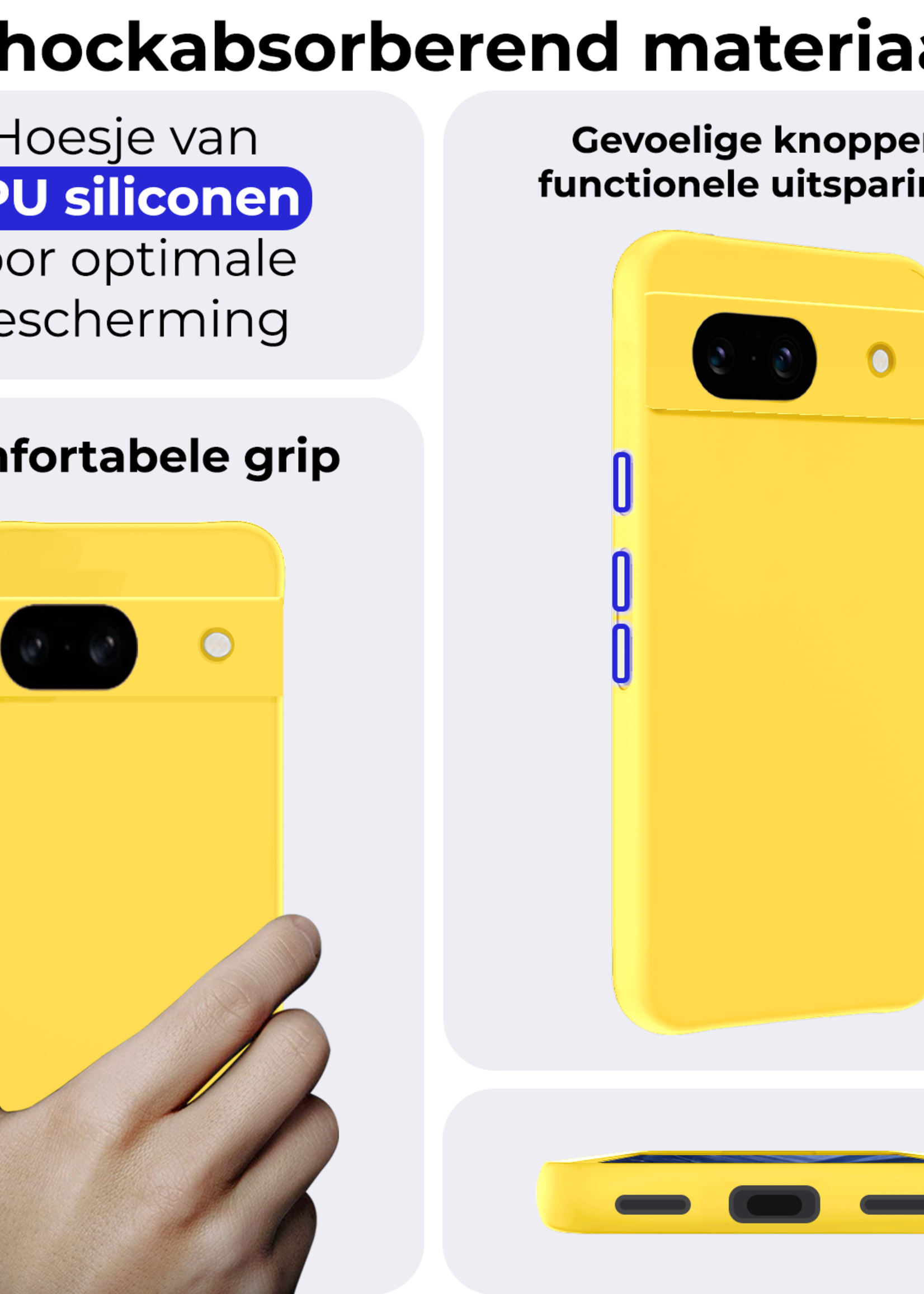 BTH Hoesje Geschikt voor Google Pixel 8a Hoesje Siliconen Case Hoes - Hoes Geschikt voor Google Pixel 8a Hoes Cover Case - Geel