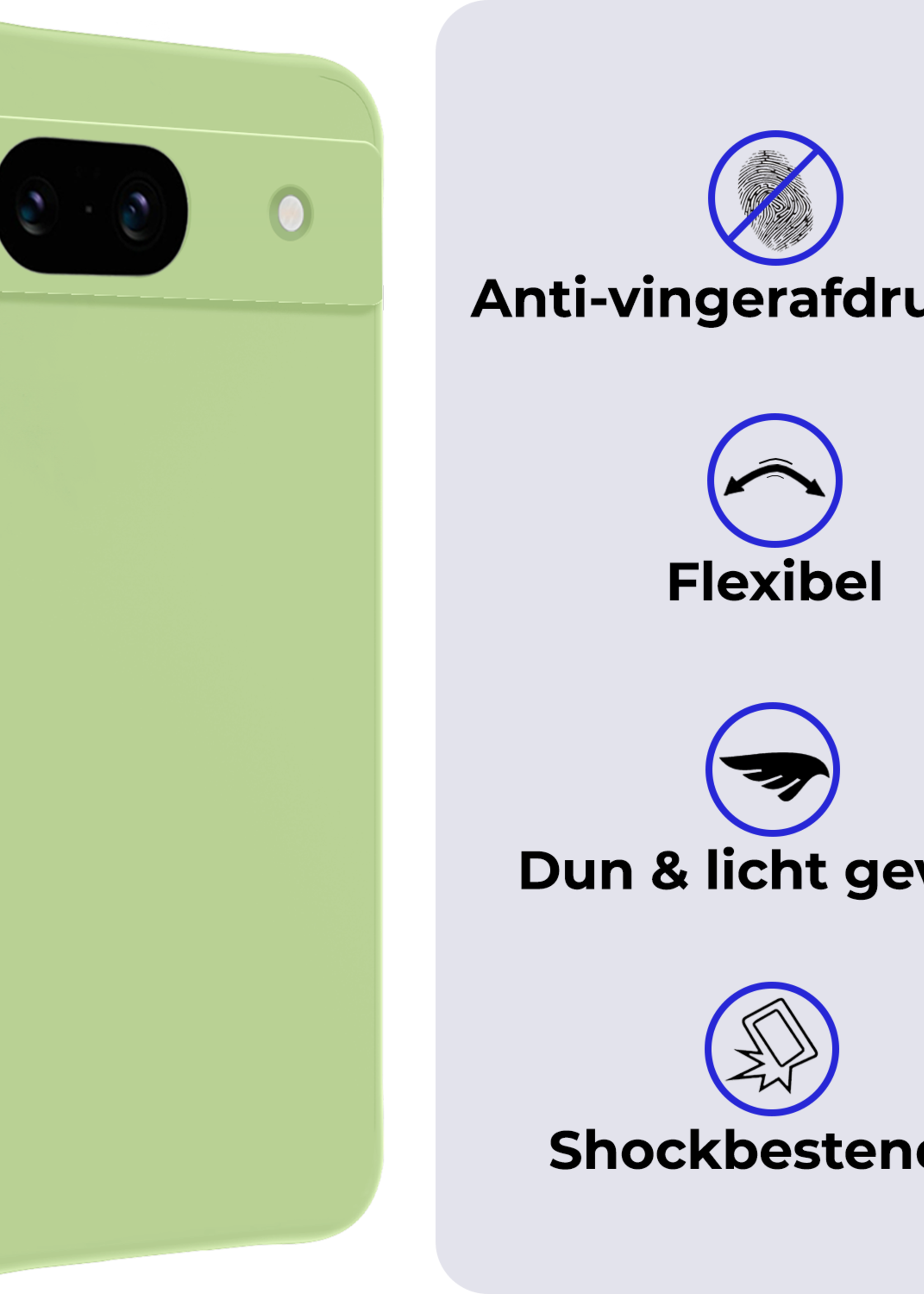 BTH Hoesje Geschikt voor Google Pixel 8a Hoesje Siliconen Case Hoes - Hoes Geschikt voor Google Pixel 8a Hoes Cover Case - Groen